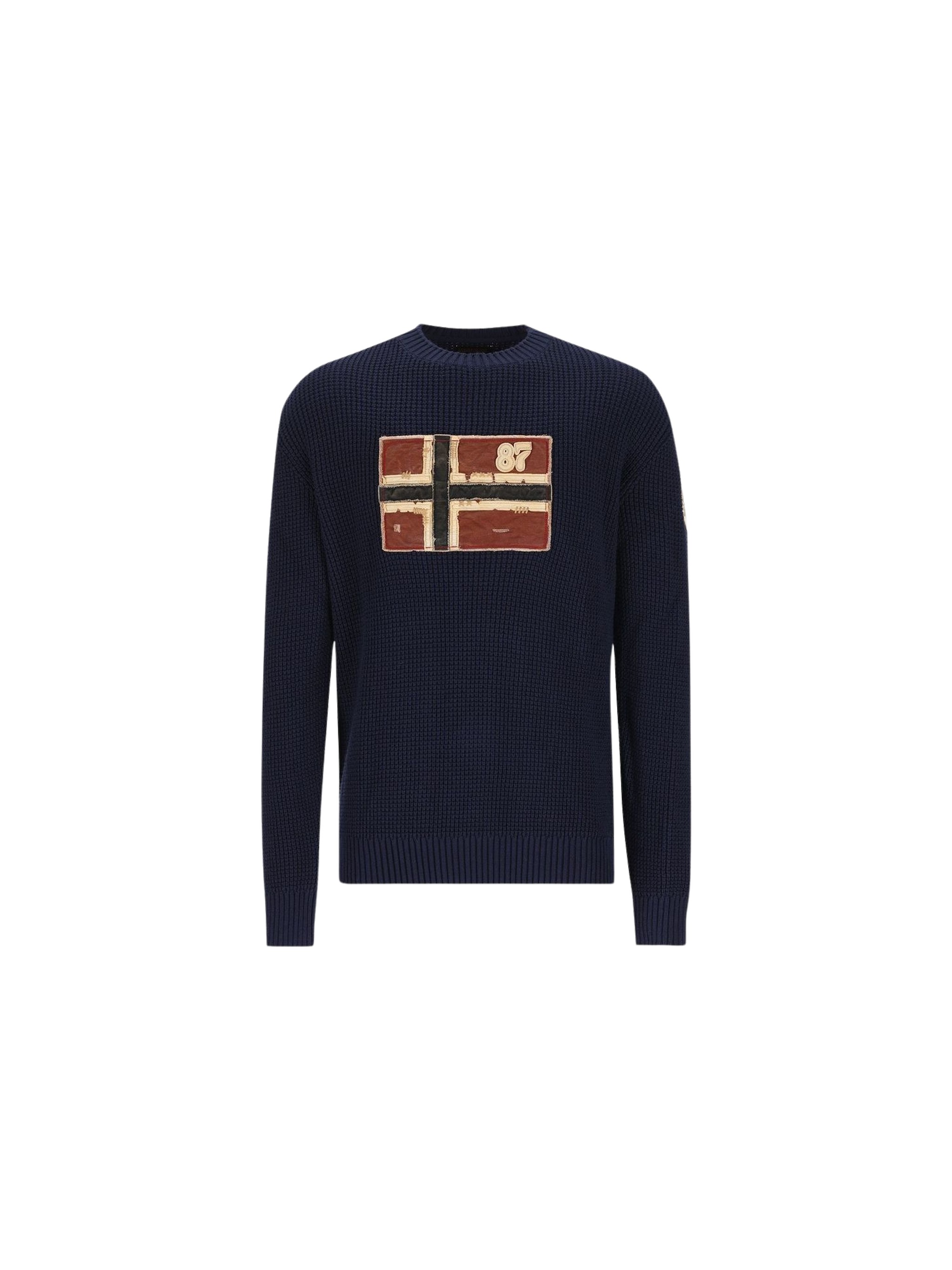 Napapijri Logo Patch Knitted Sweater In Blue
