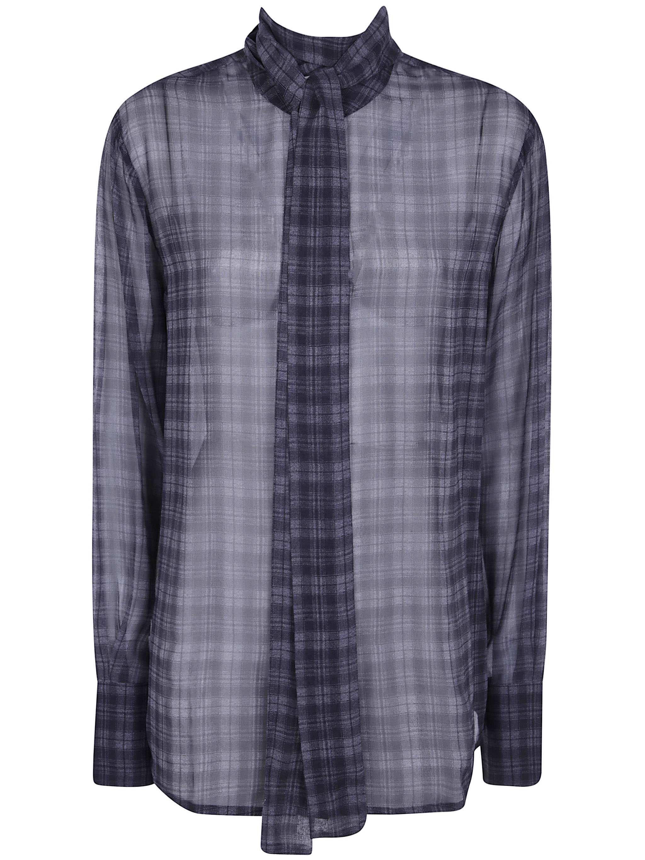 Seven For All Mankind Long Sleeves Bow Shirt In Grey