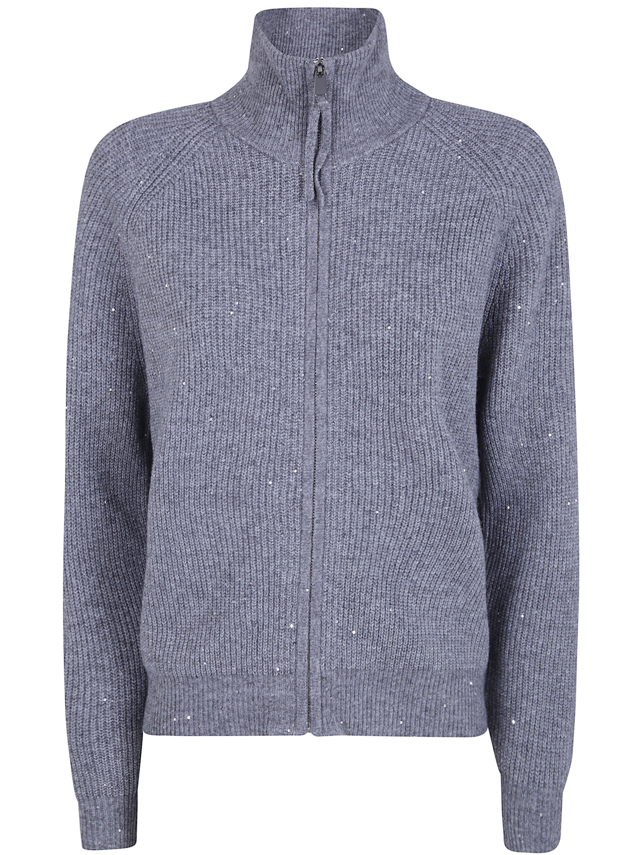 Seventy Long Sleeves Mock Neck Sweater With Pailletes In Grey