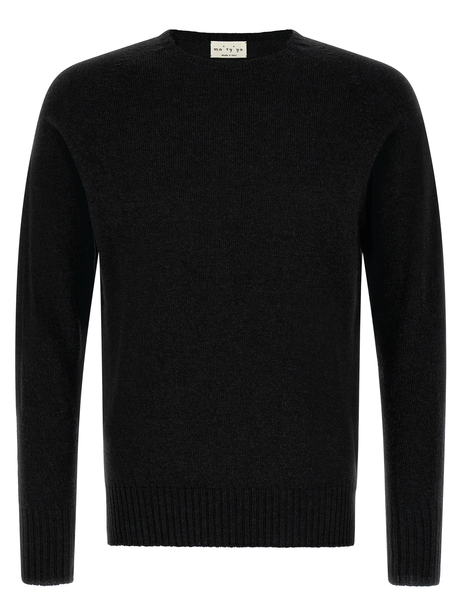 Ma'ry'ya Crew-neck Sweater With Slits In Black