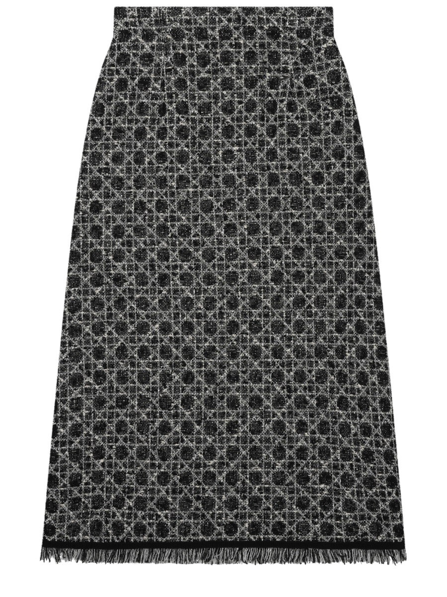 Dior Macrocannage Midi Skirt In Black