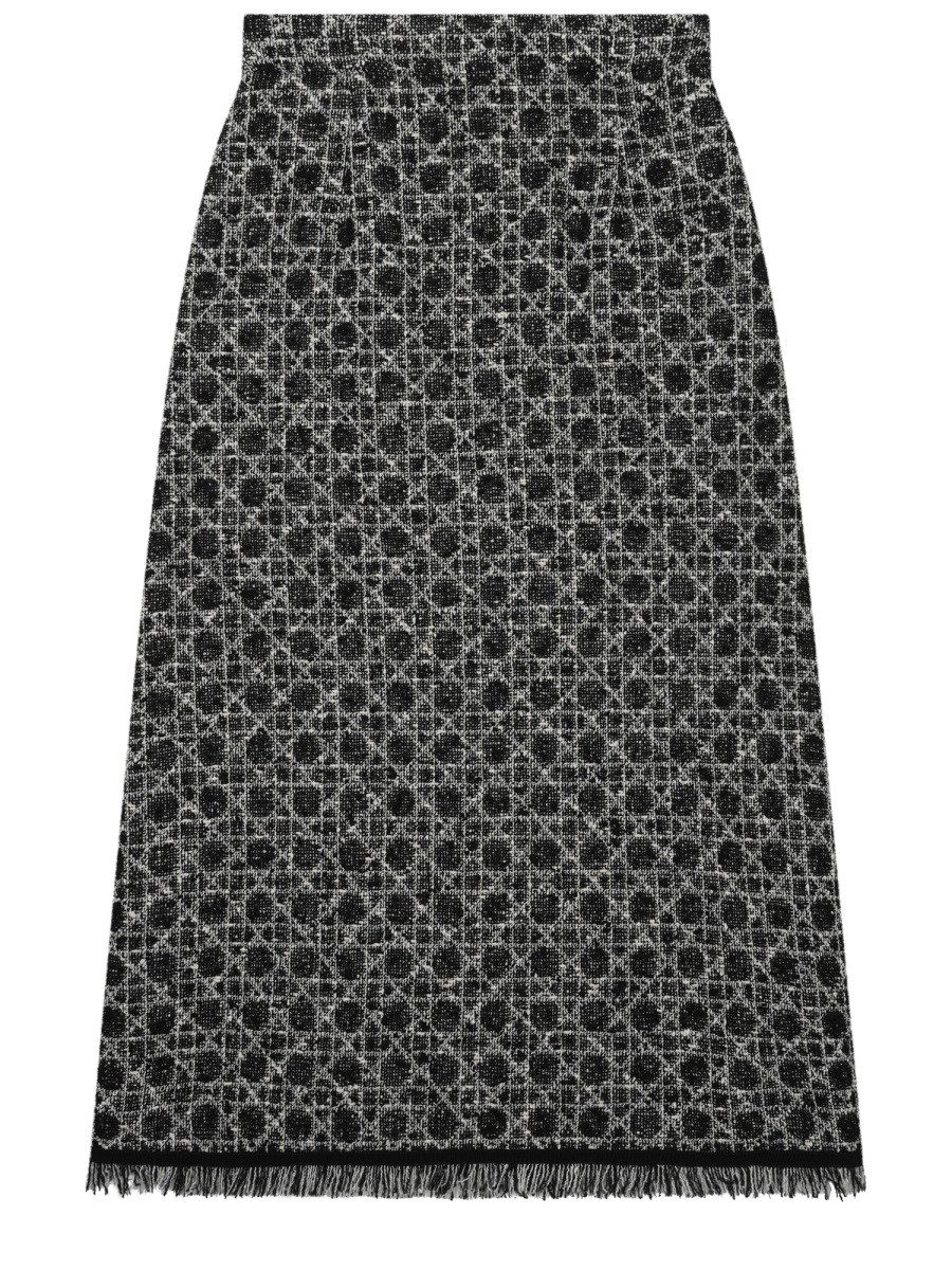 Dior Macrocannage Midi Skirt In Black