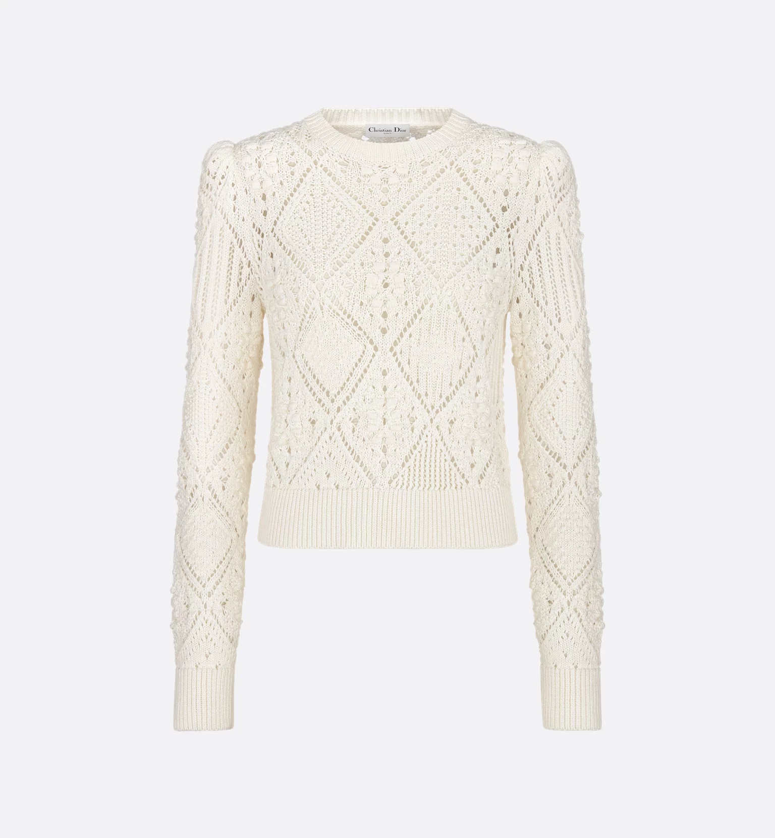 Dior Maglia Traforata In Cotone In White