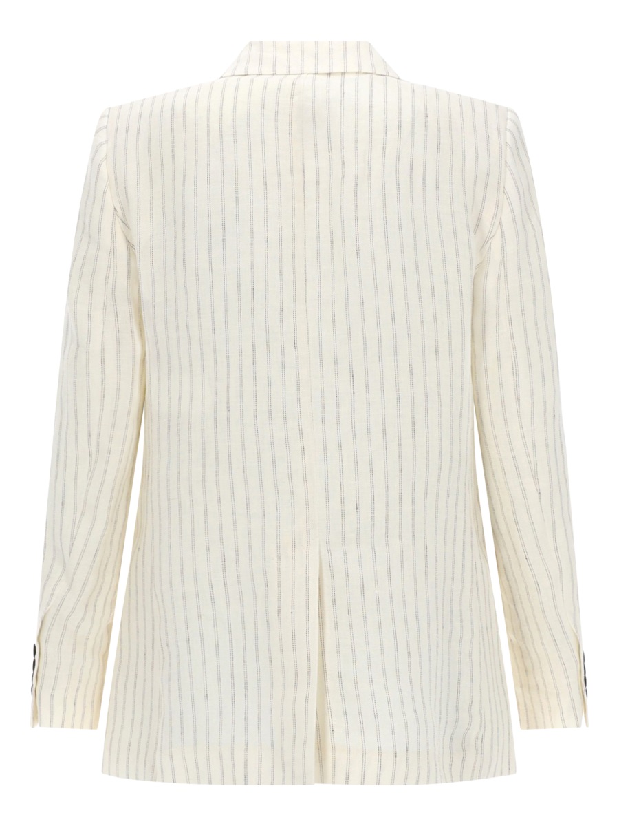 Max Mara Linen Pinstripe Blazer In White
