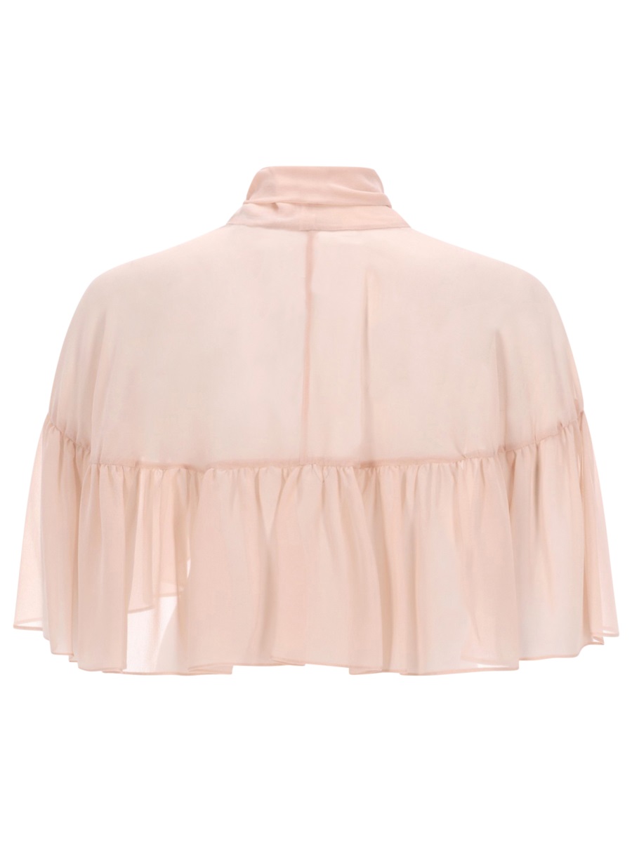 Max Mara Silk Cape With Bow In Pink