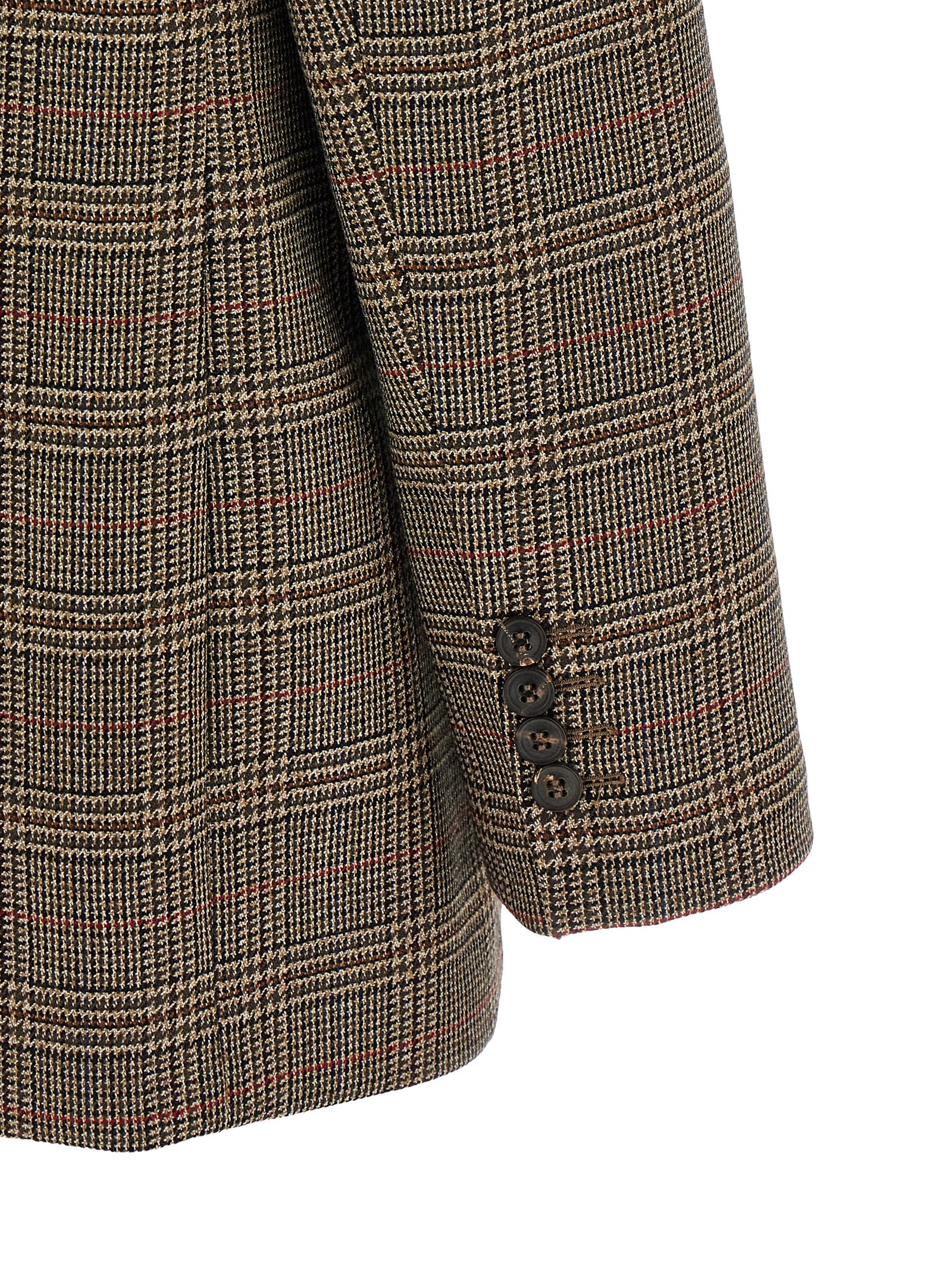 Max Mara Check-pattern Single-breasted Blazer In Brown