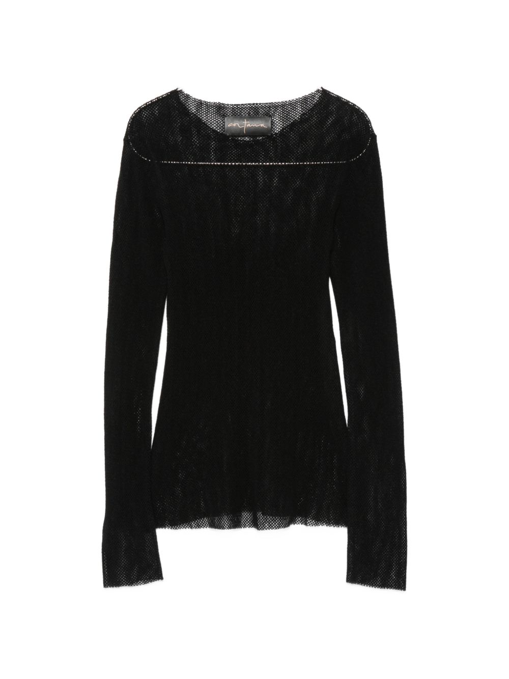 Cortana Mesh Wool Top In Black