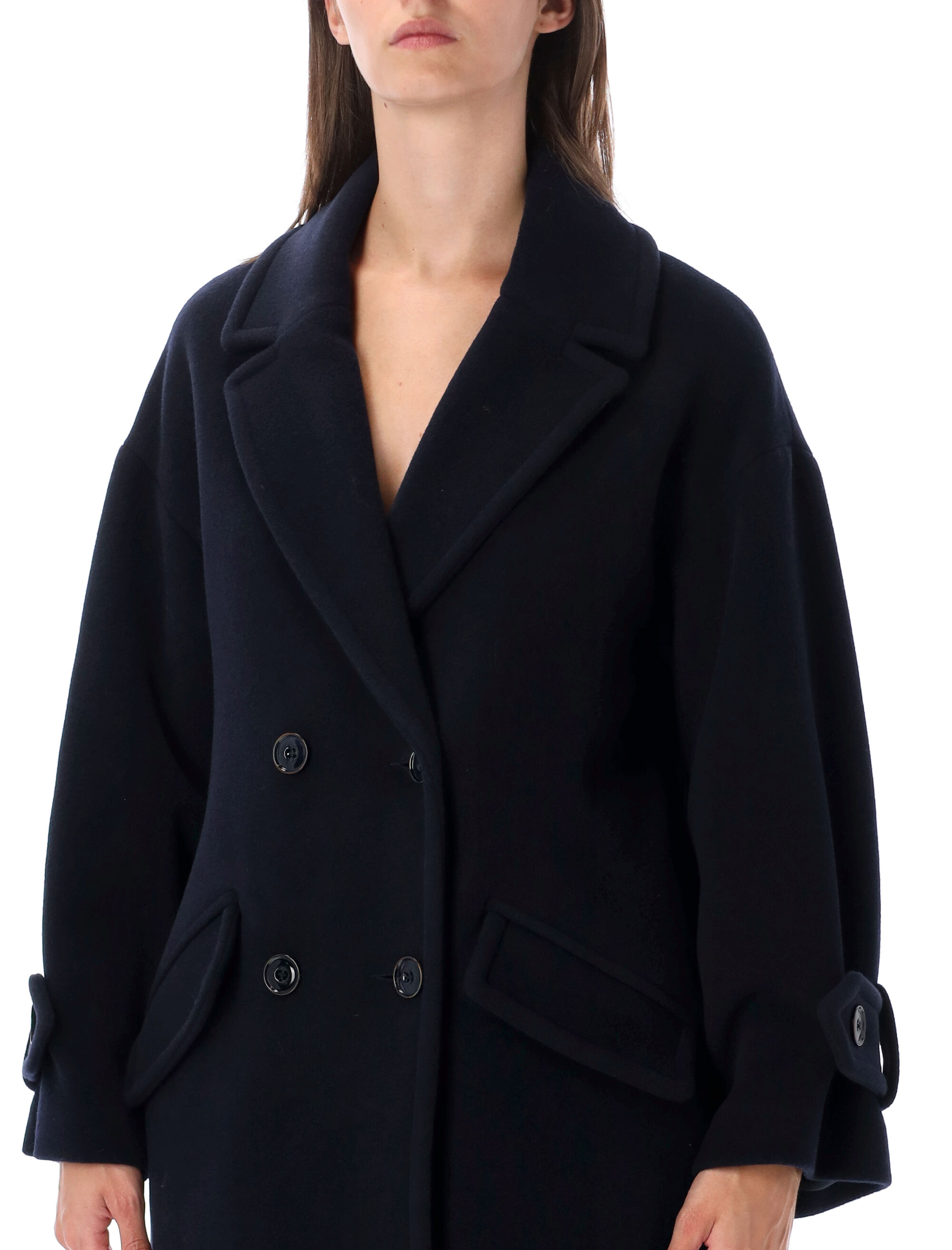 Sessun Oversized Double-breasted Wool Coat In Blue