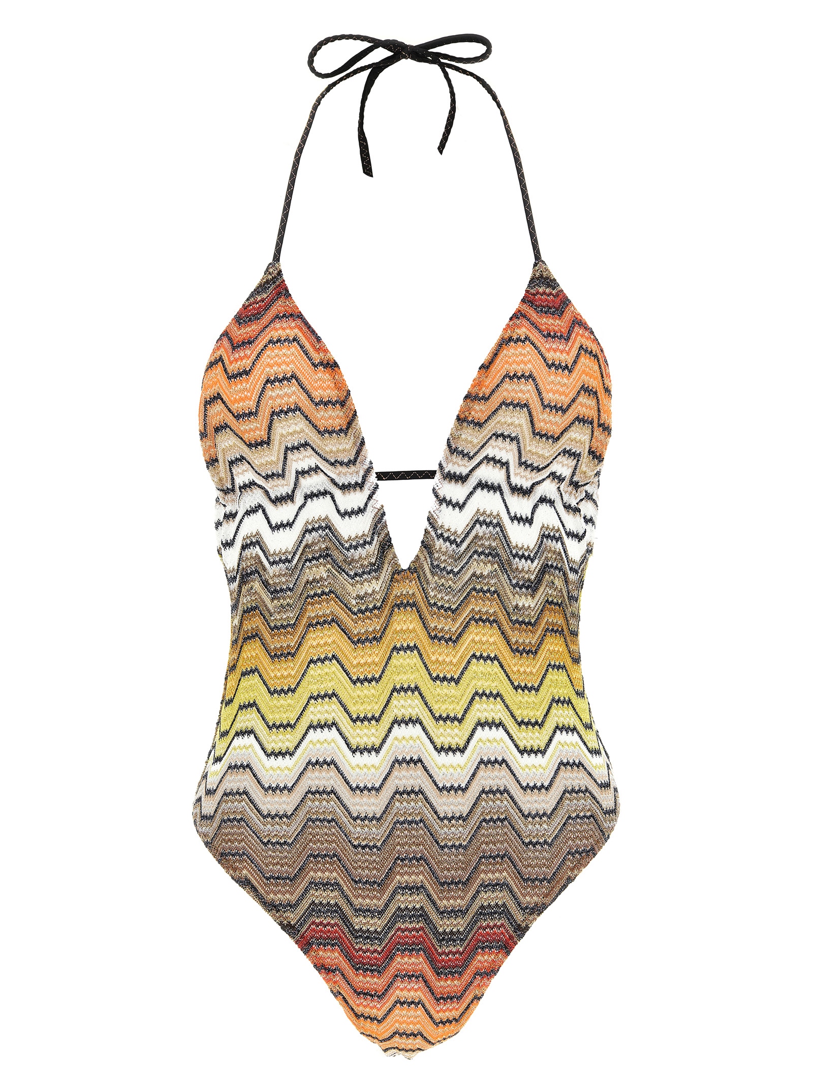 Missoni Greek Pattern One-piece Swimsuit In Multicolor