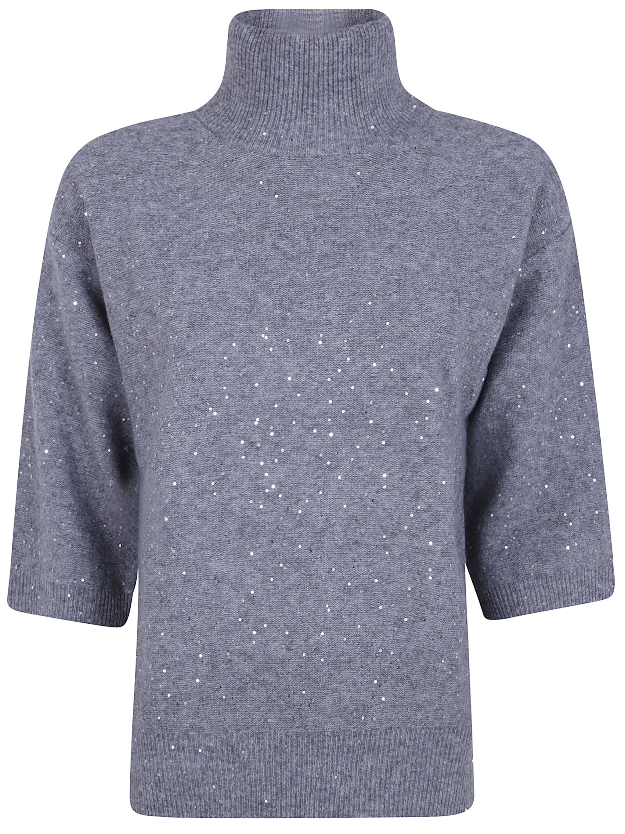 Seventy Mock Neck Sweater With Pailletes In Grey