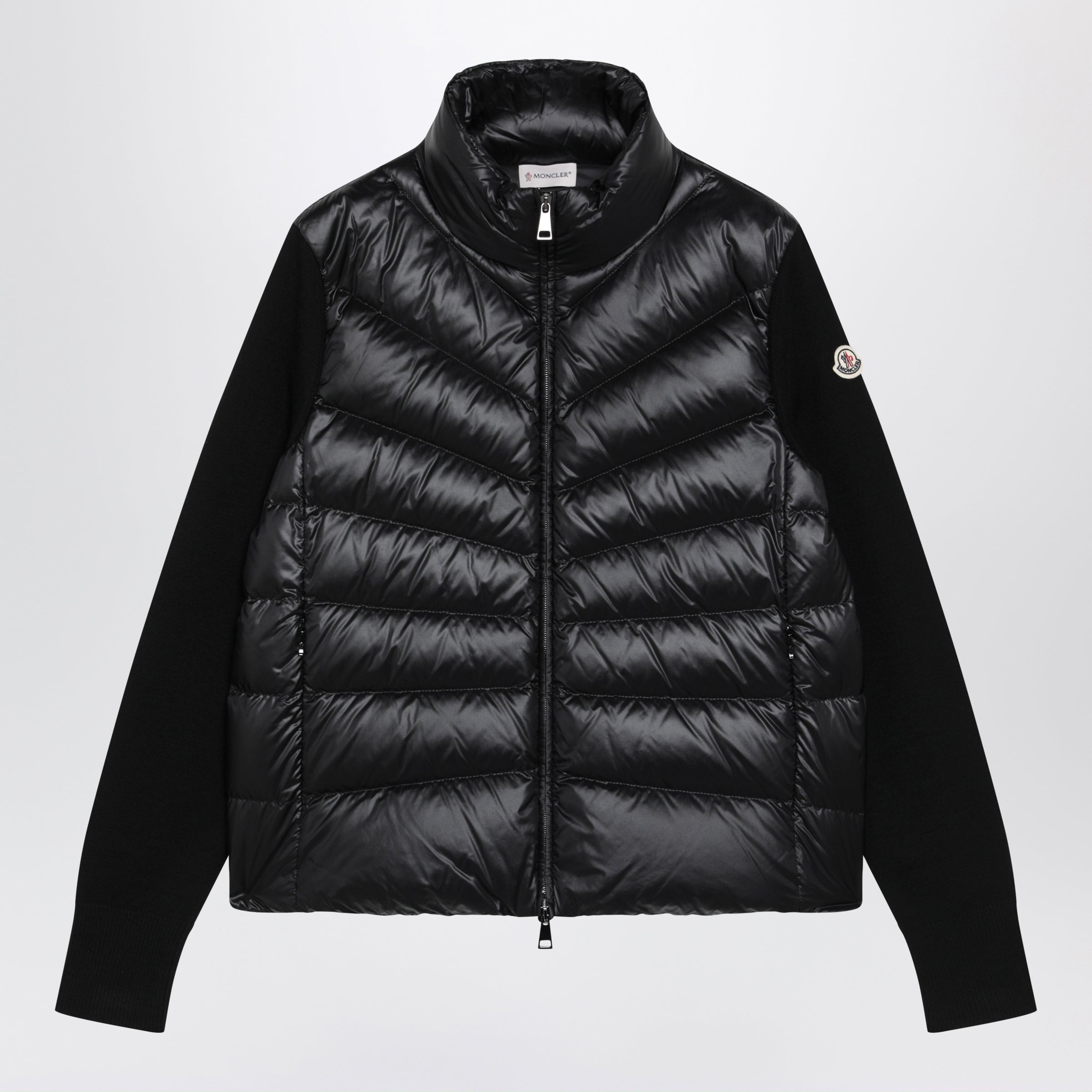 Moncler Ribbed Wool And Quilted Shell Down Jacket In Black