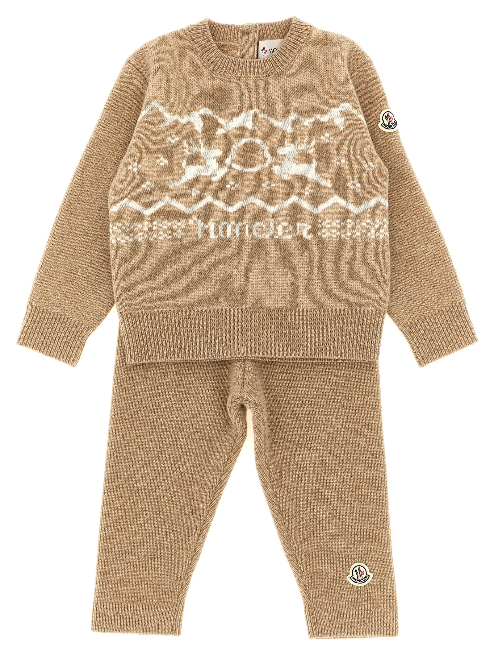 Moncler Enfant 'cervo' Sweater + Leggings Set In Beige