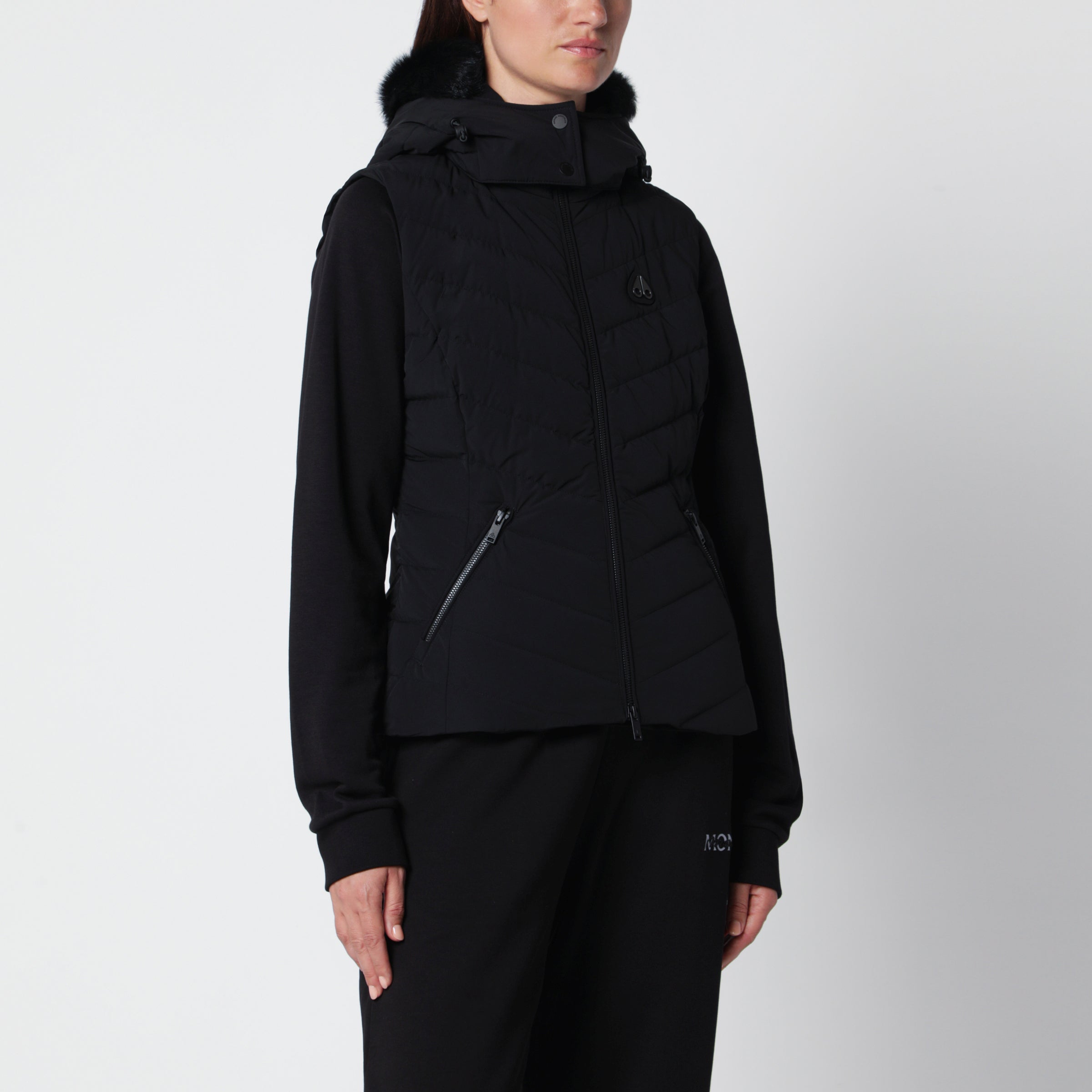 Elora Black Nylon Padded Vest