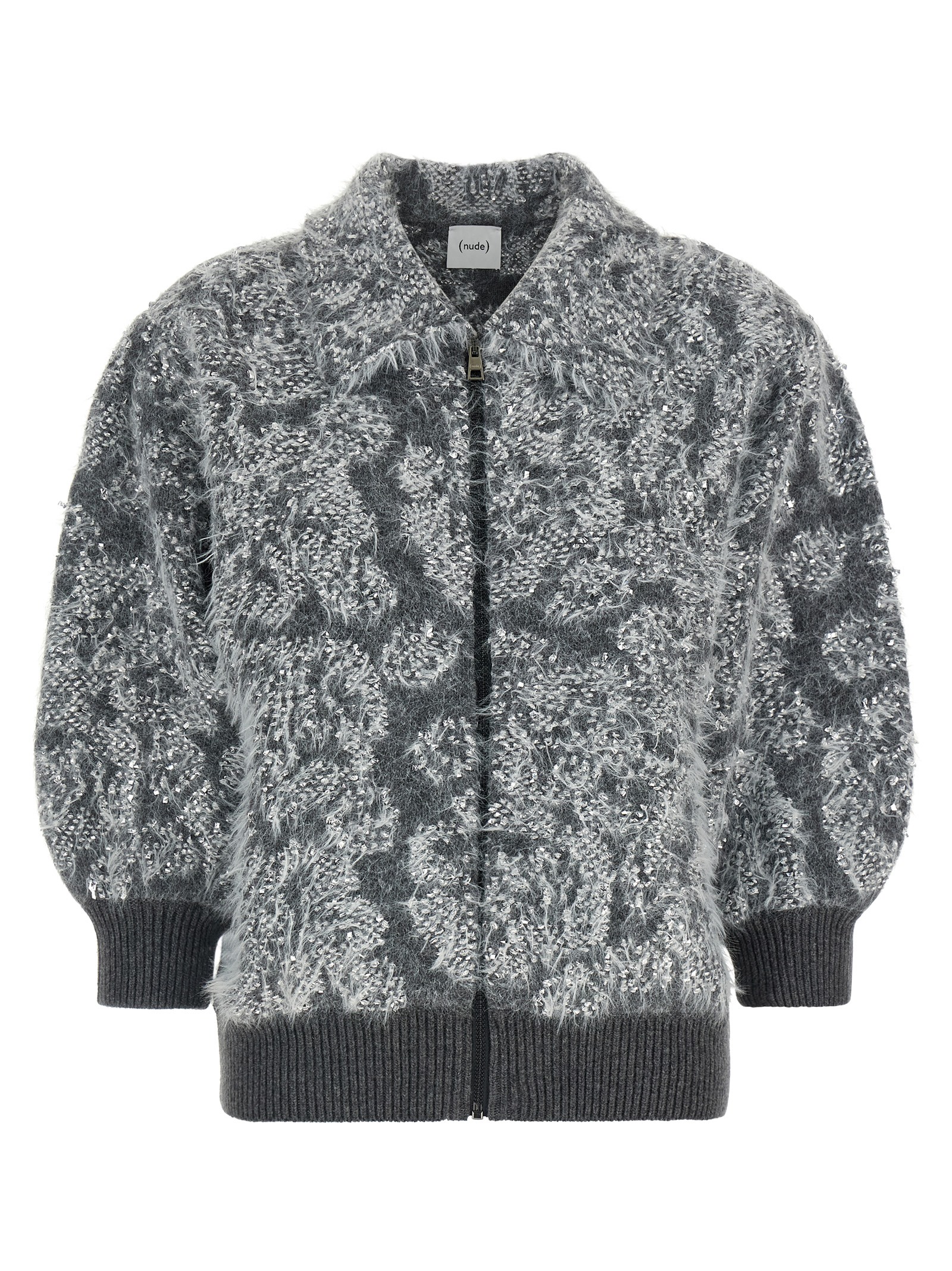 Nude Jacquard Knit Cardigan In Grey