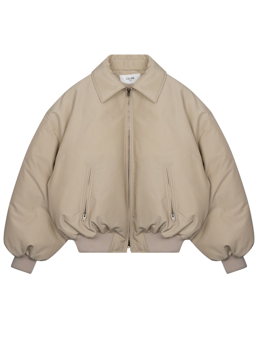 Celine Technical Nylon Down Jacket In Neutral