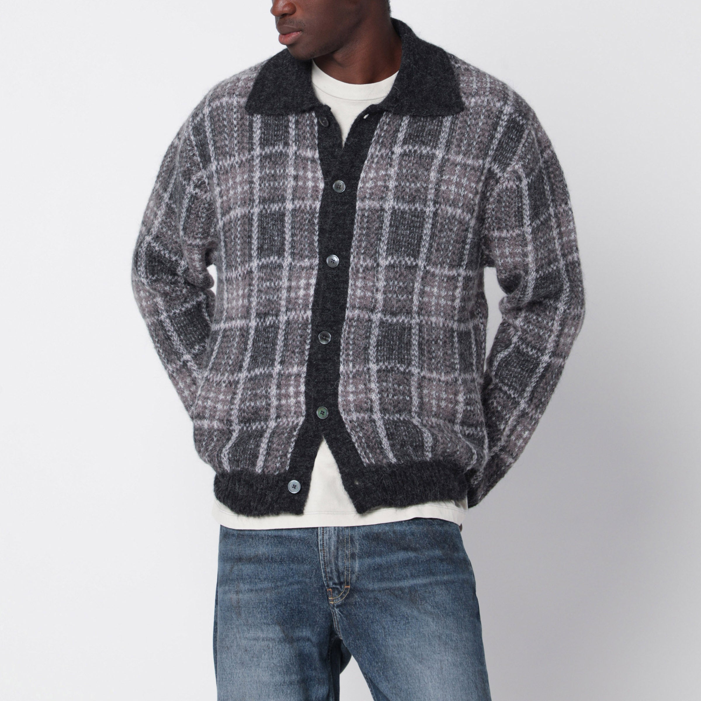 Checked Evening Polo Sweater In Alpaca Blend