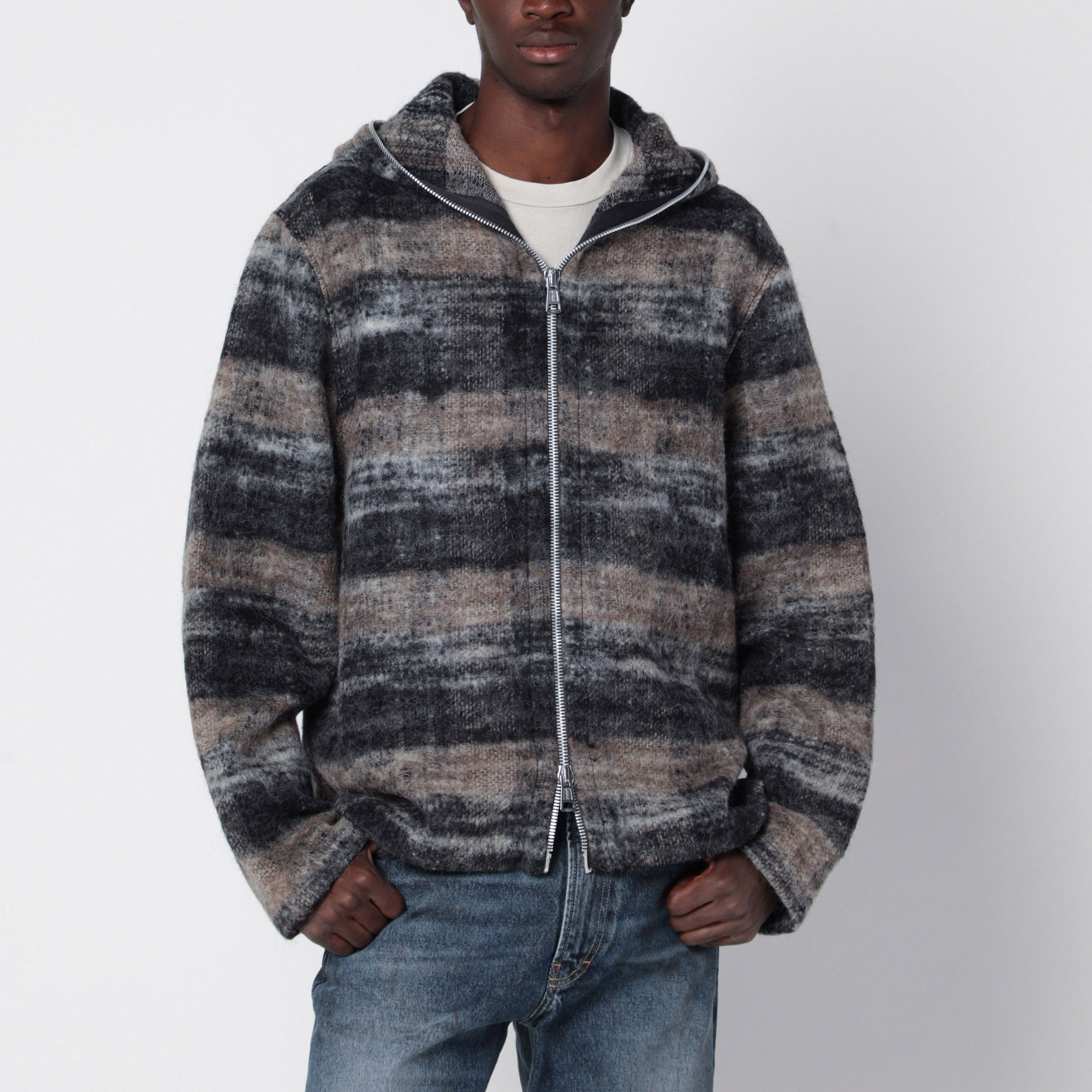 Wool Blend Checked Hoodie