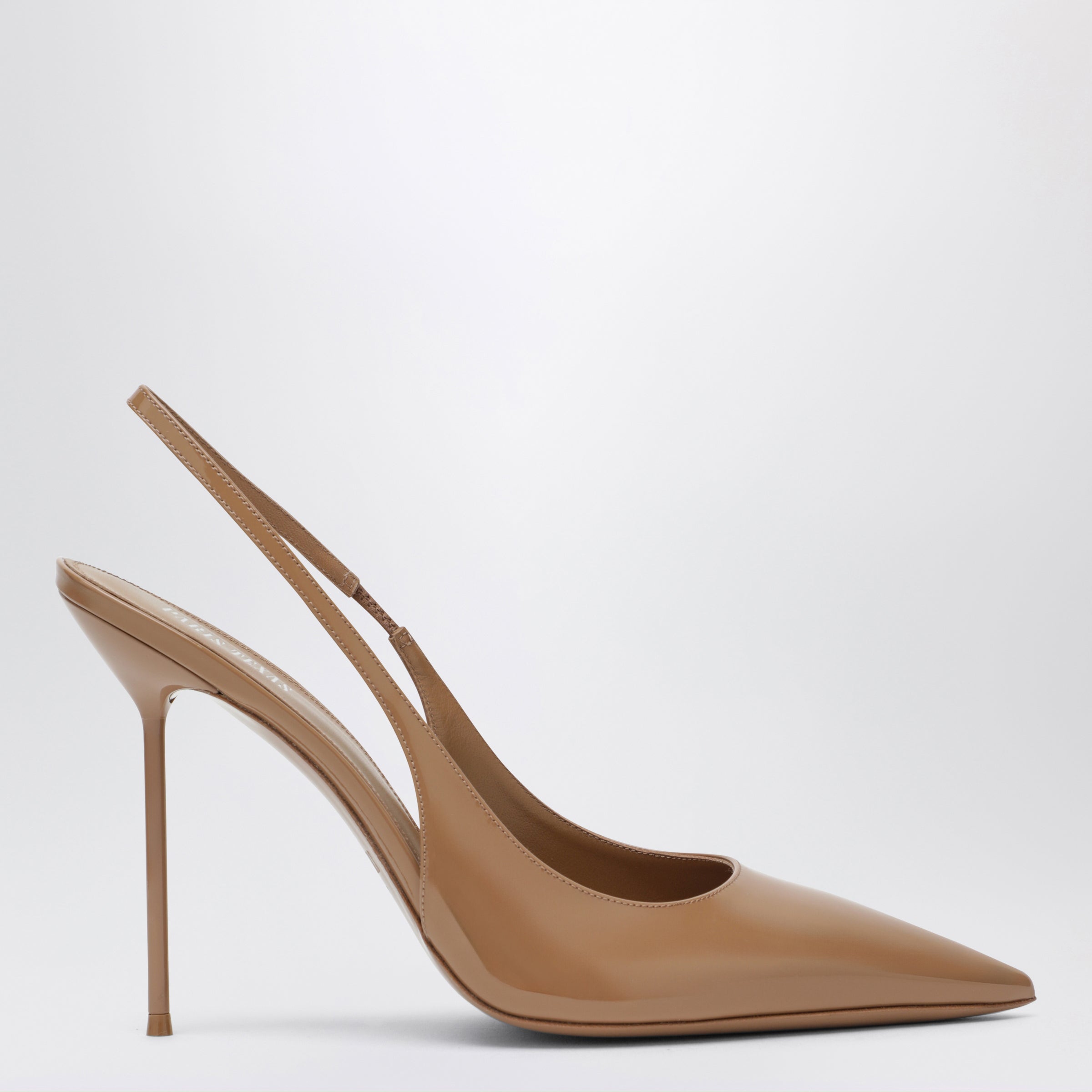 Beige Patent Leather Lidia Slingback Pumps