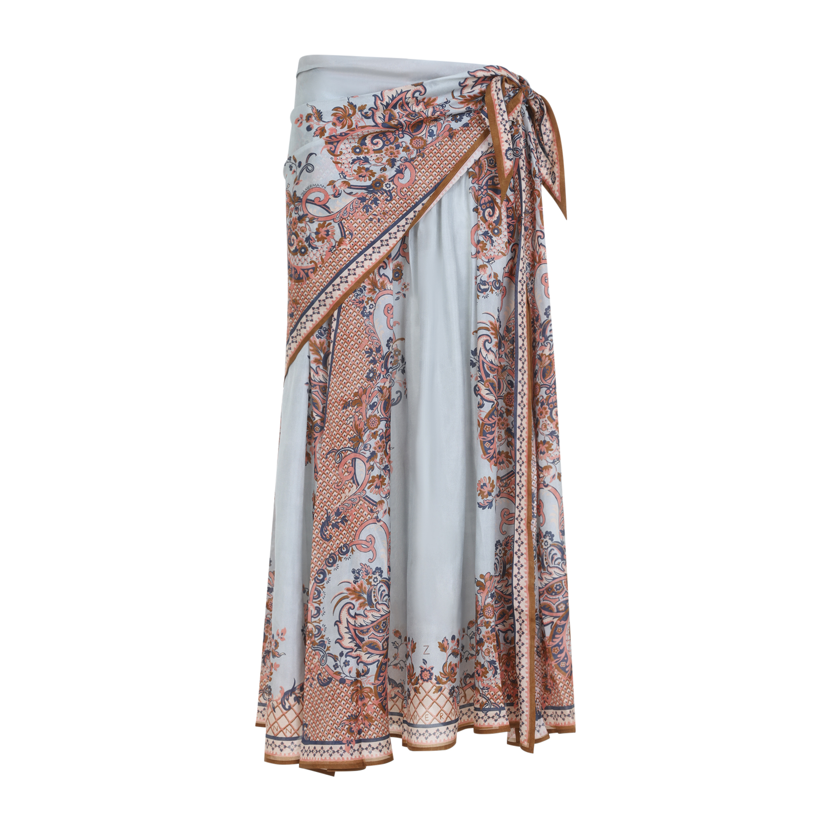 Zimmermann Pasley Floral Aster Scarf Mini Skirt In Blue