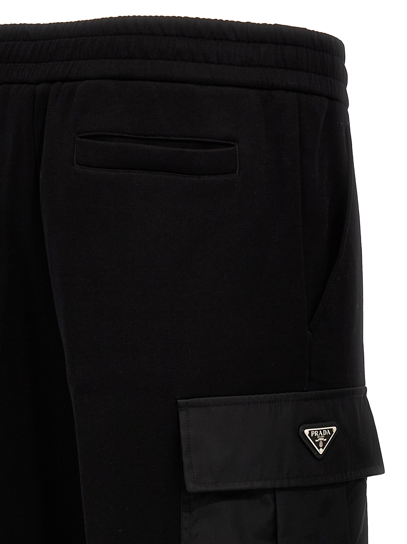 Prada Men Nylon Insert Cargo Joggers In Black
