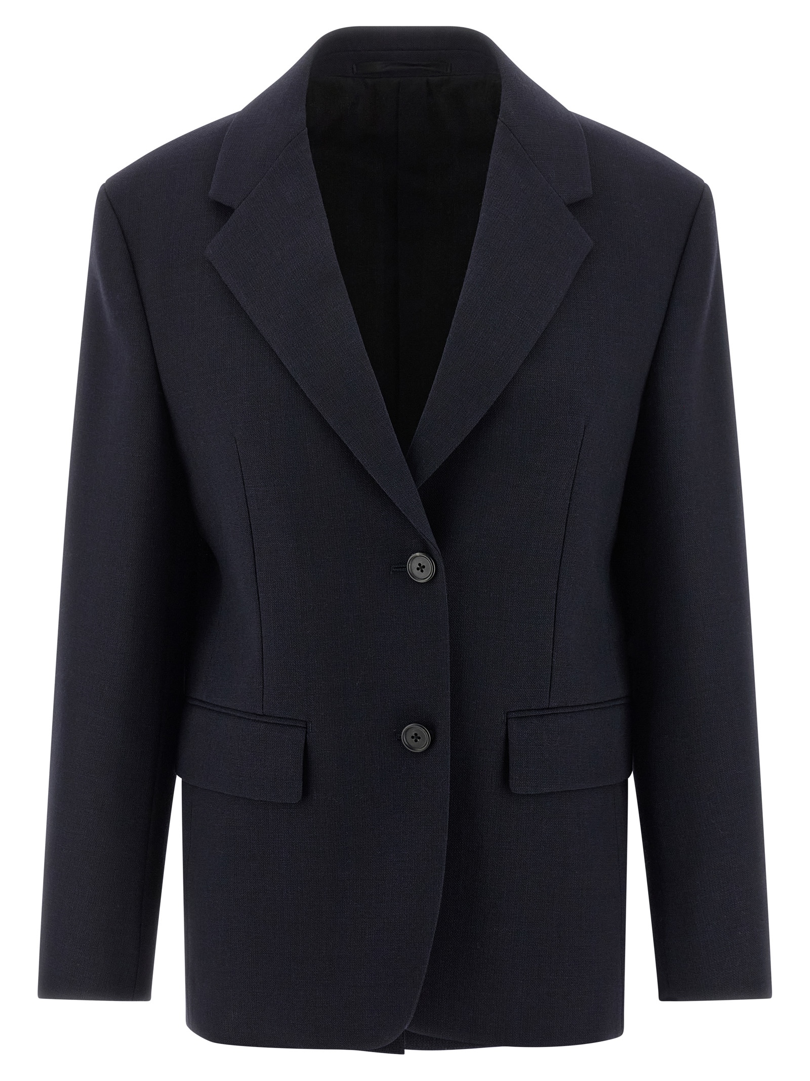 Prada Wool Blazer With Long Sleeves And Flap Pockets In Blue