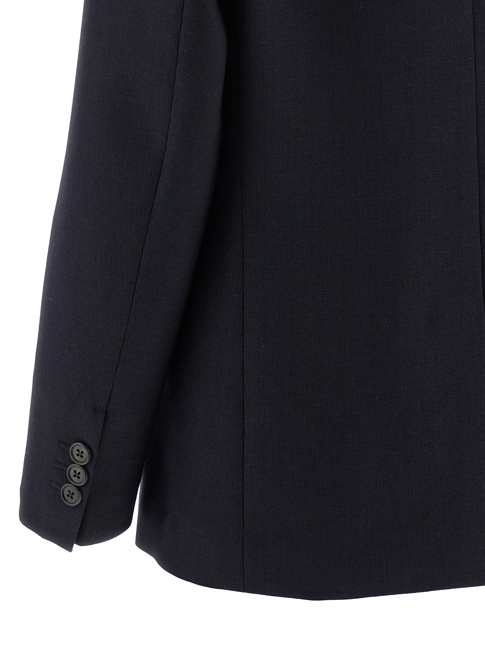 Prada Wool Blazer With Long Sleeves And Flap Pockets In Blue