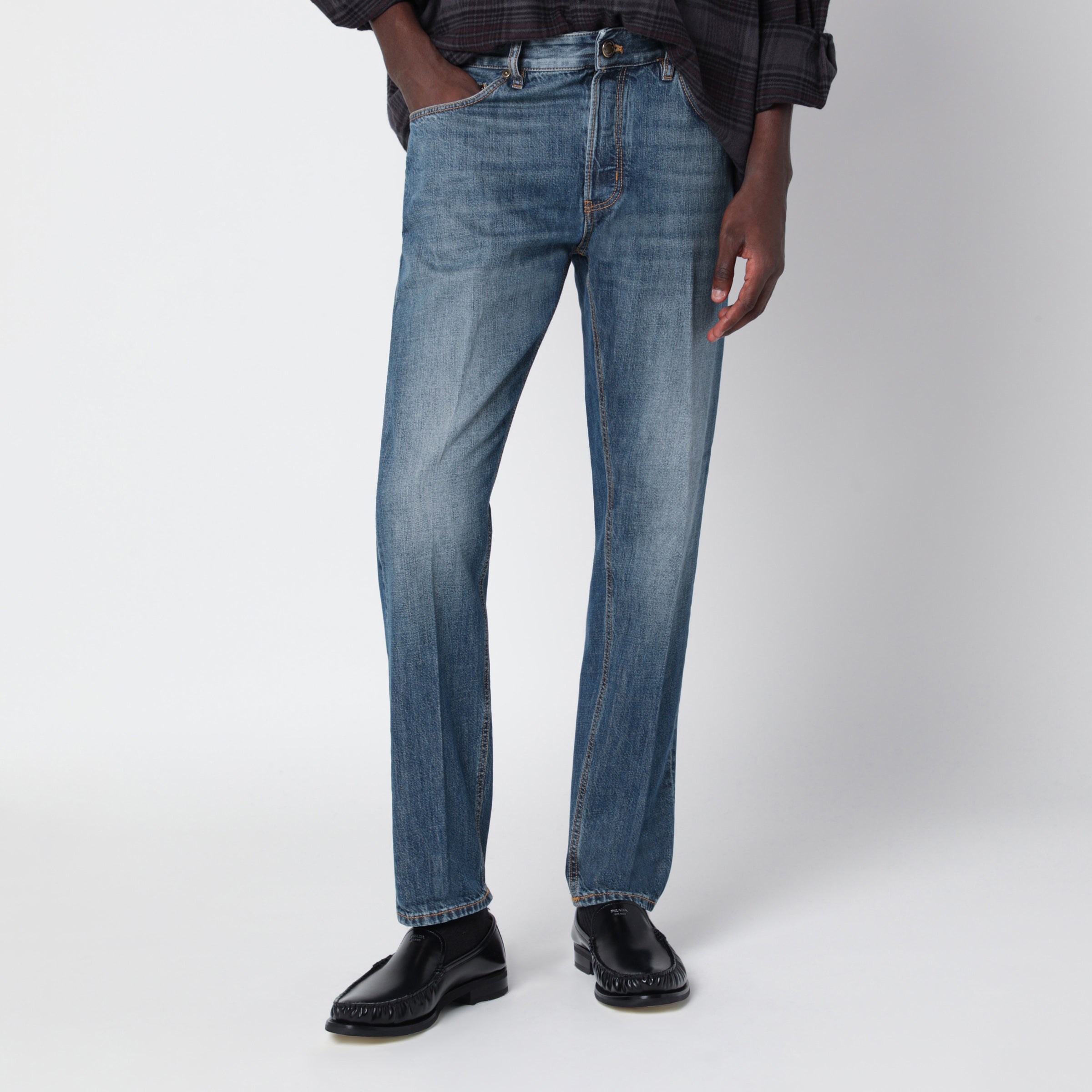 Blue Faded-Effect Reggae Jeans