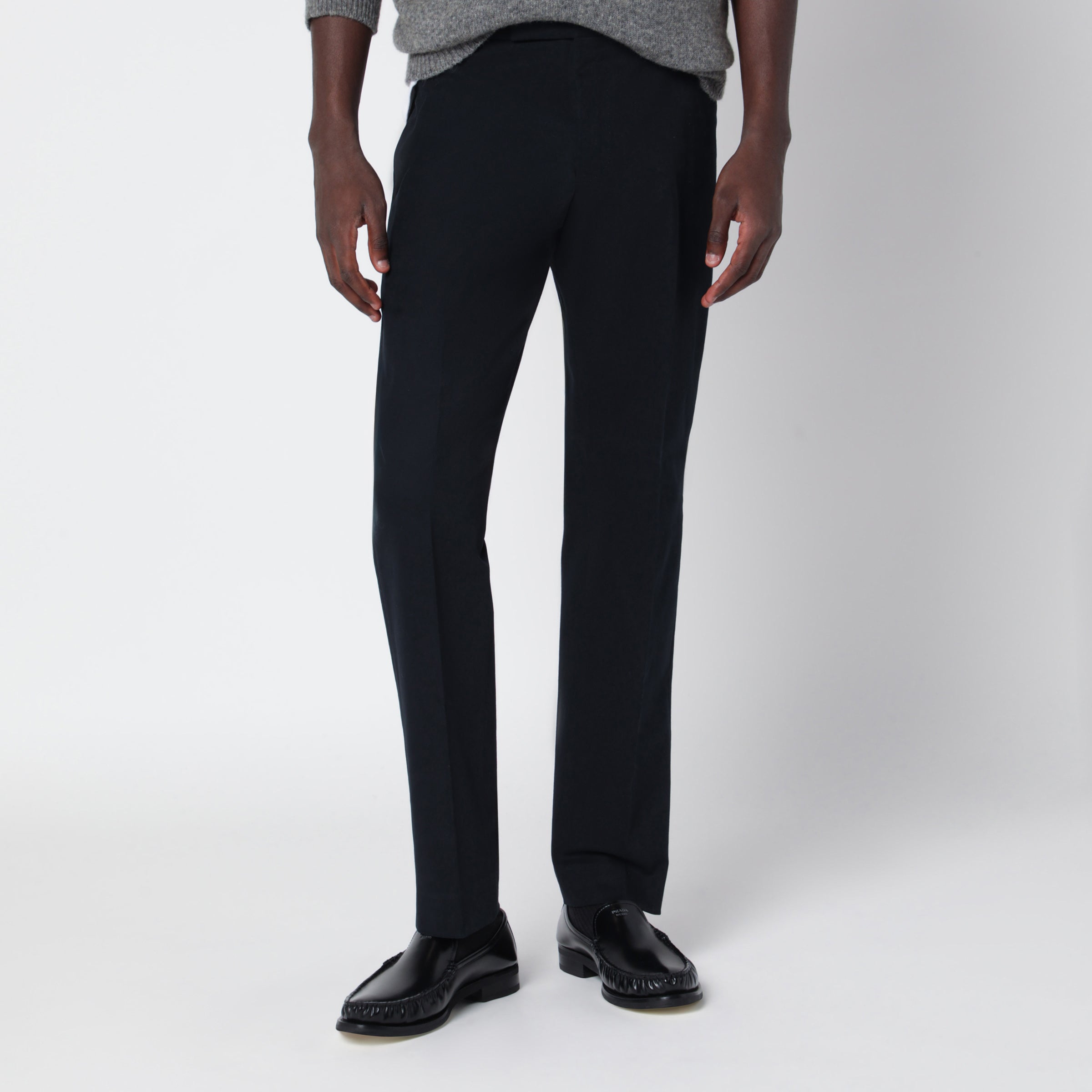 Navy Blue Rebel Trousers In Cotton Blend