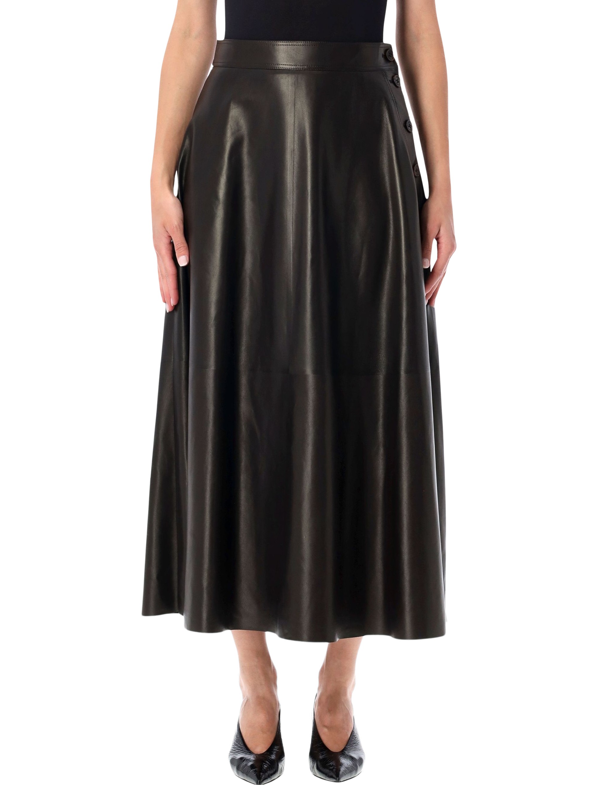 Vickie Leather Midi Skirt