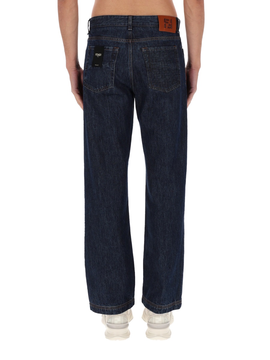 Fendi Straight Leg Denim Trousers With Five Pockets In Blue