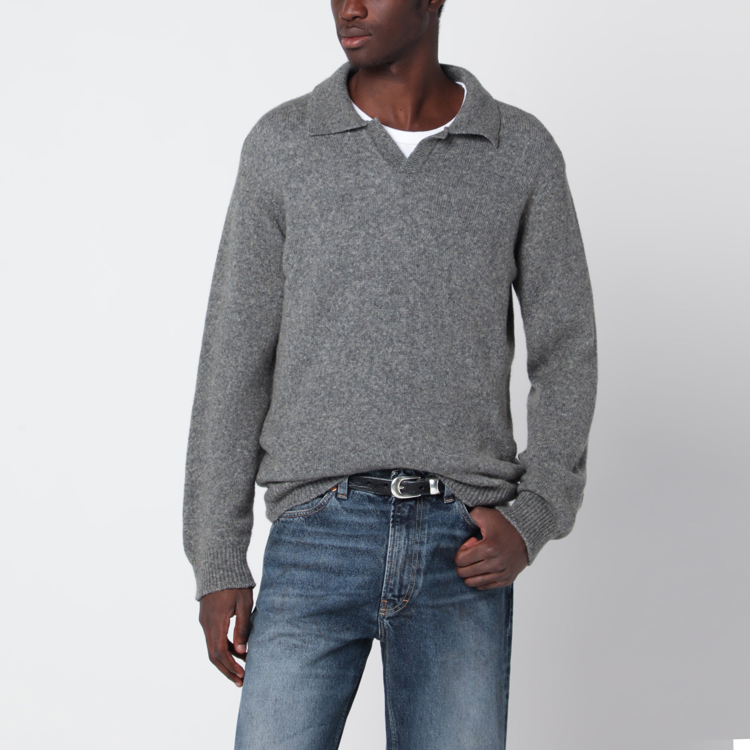 Grey Mélange Wool Sweater