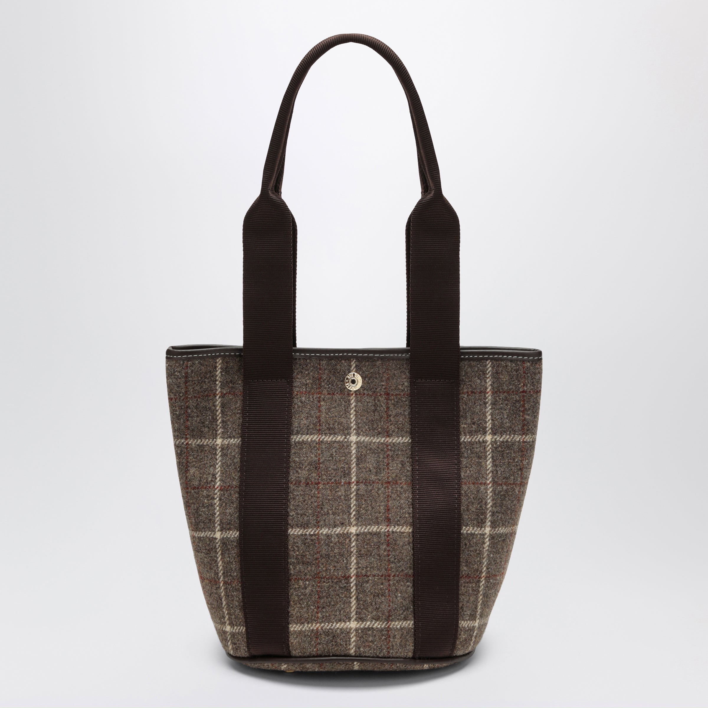Brown Tartan Traversée Bucket Bag