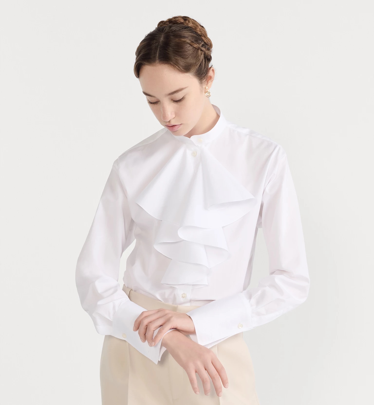 Dior Ruffle Blouse In White