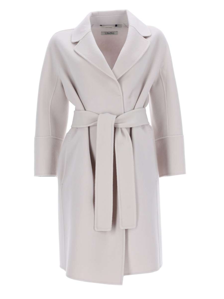 S Max Mara Wool Coat With Belt In Brown