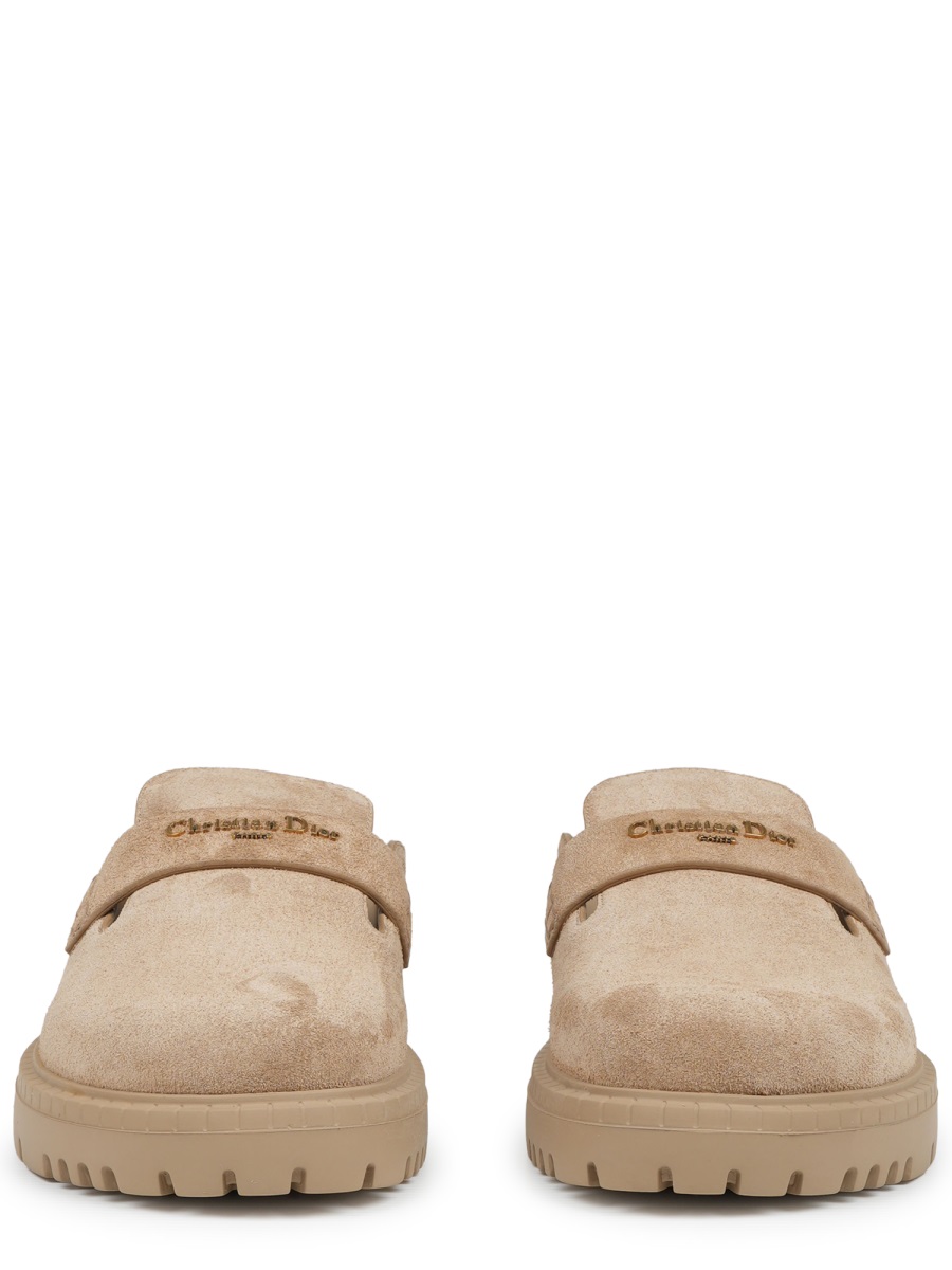 Dior Boy Leather Sabot Flats For Women In Beige