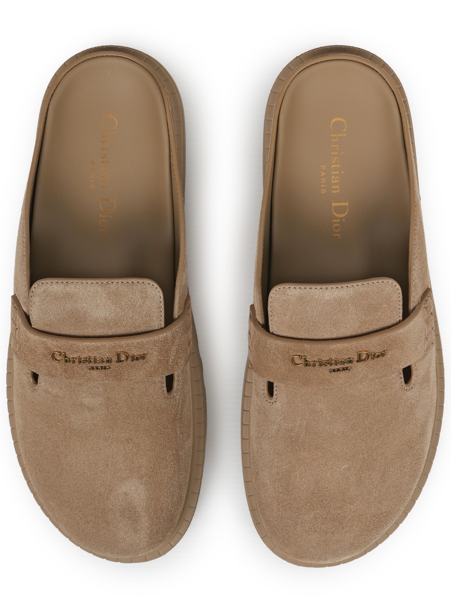 Dior Boy Leather Sabot Flats For Women In Beige