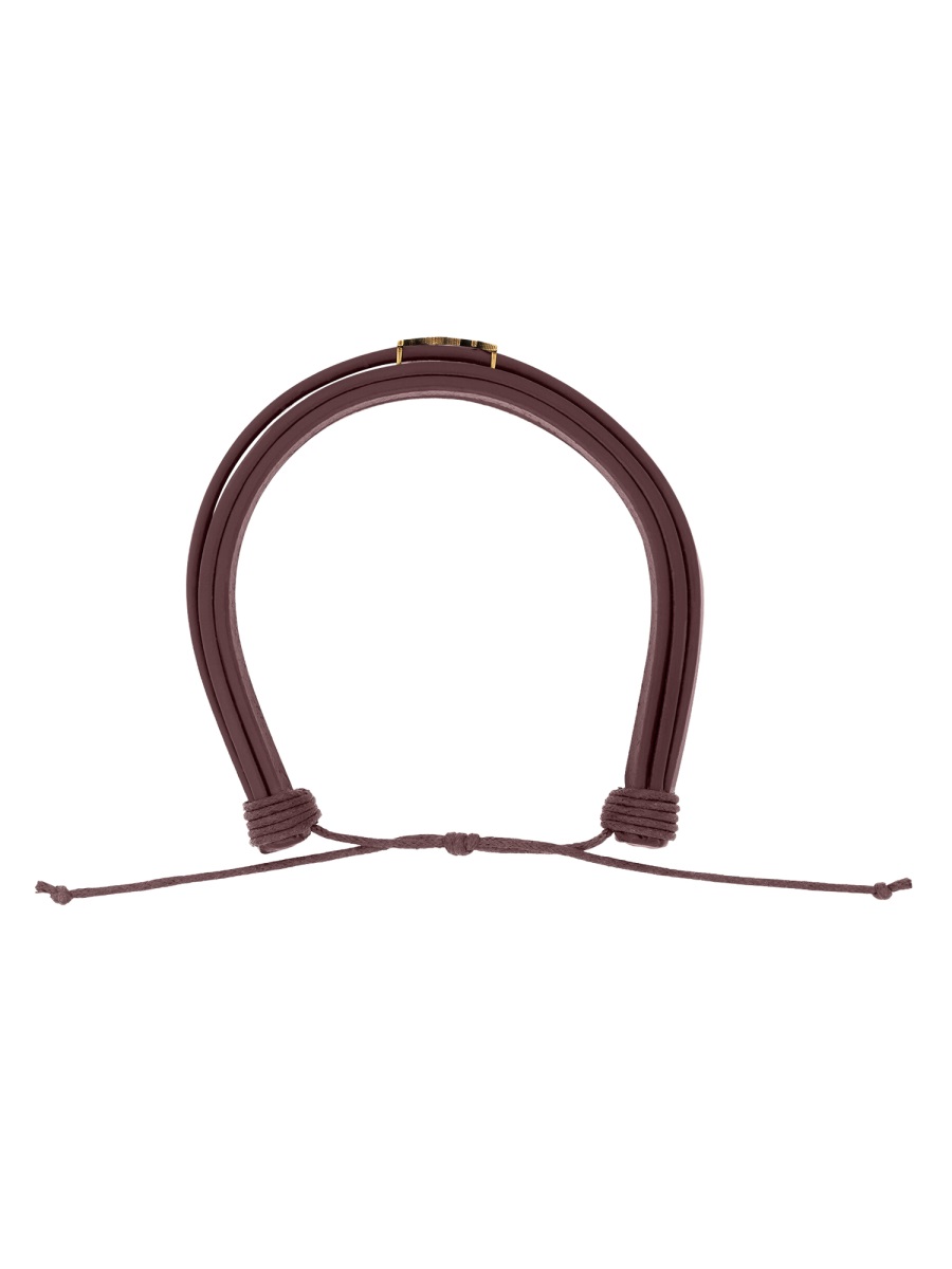 Saint Laurent Cassandre Multiwrap Leather Bracelet In Burgundy