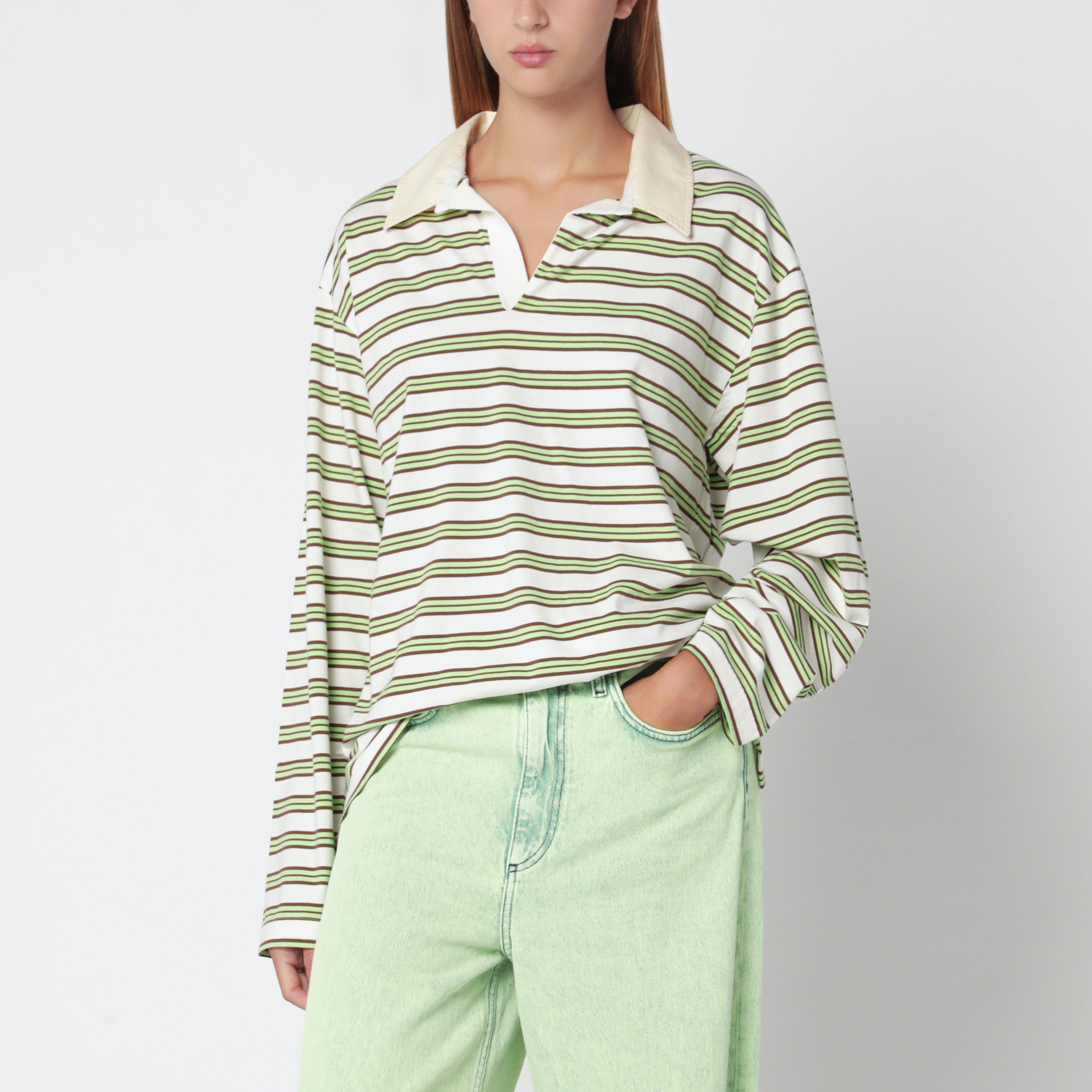 Striped Cotton Jersey Rugby Polo
