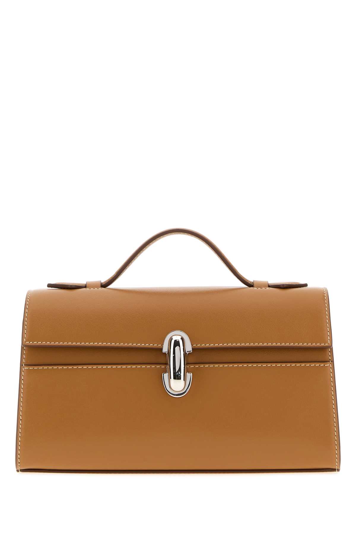 Savette Symmetry Pochette In Smooth Calf Leather In Silver
