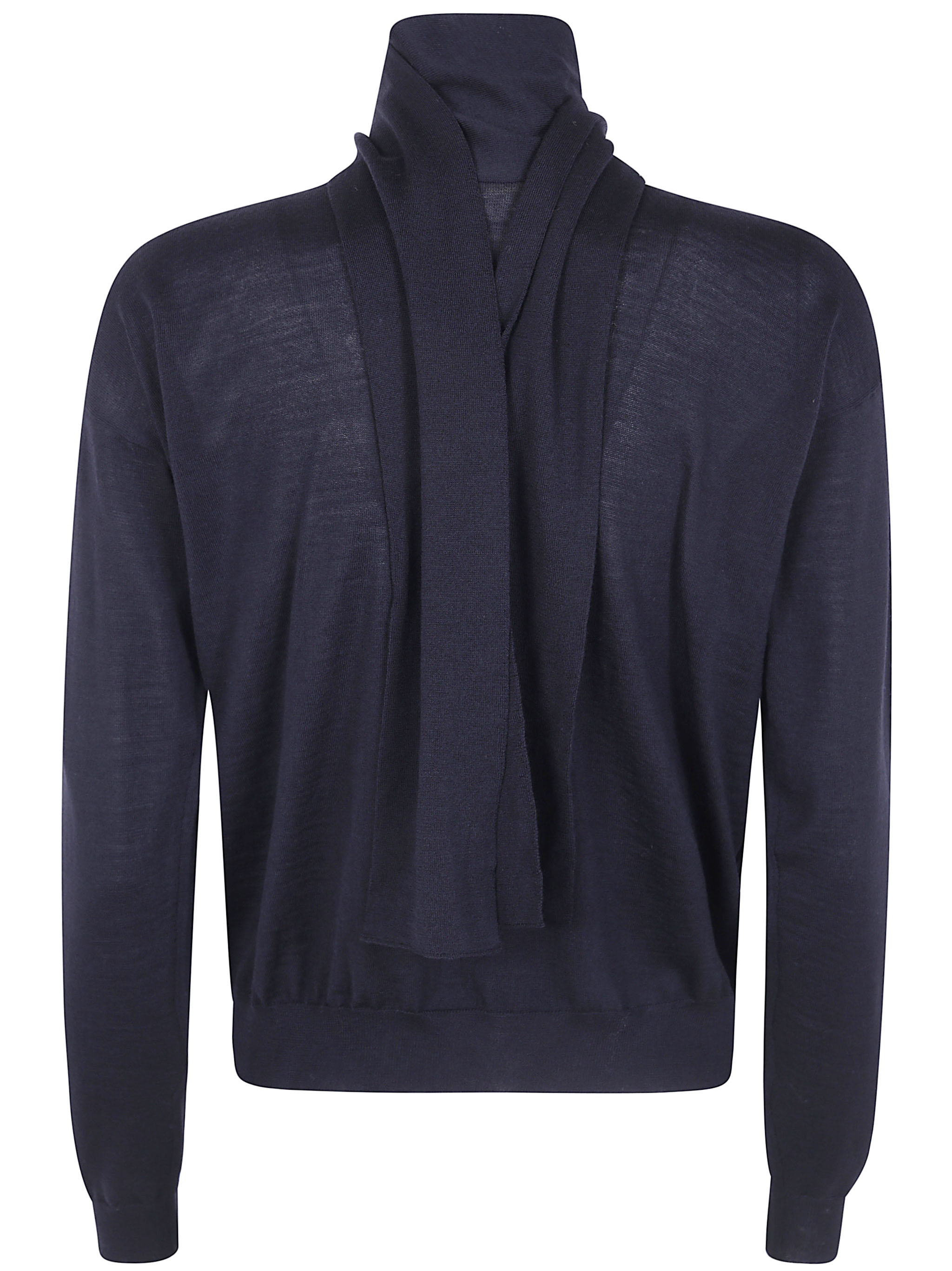 Nuur Scarf V Neck Sweater In Black
