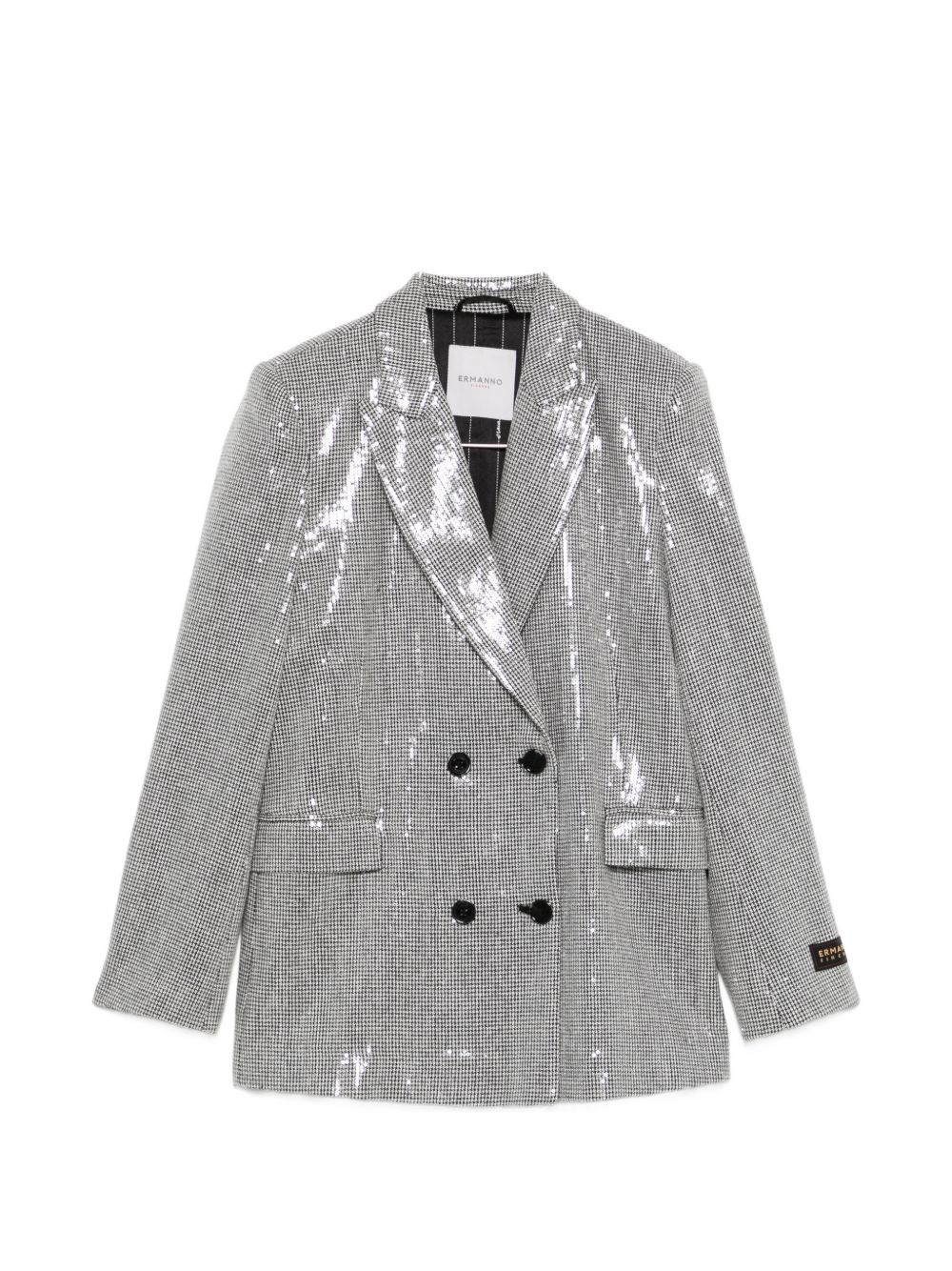 Ermanno Sequined Double-breasted Jacket In Silver