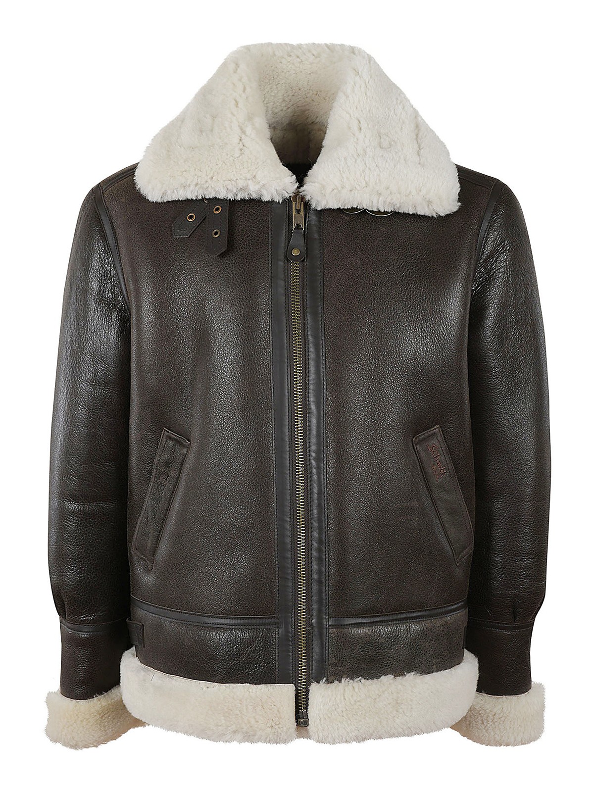 Schott Nyc Shearling Coat In Brown
