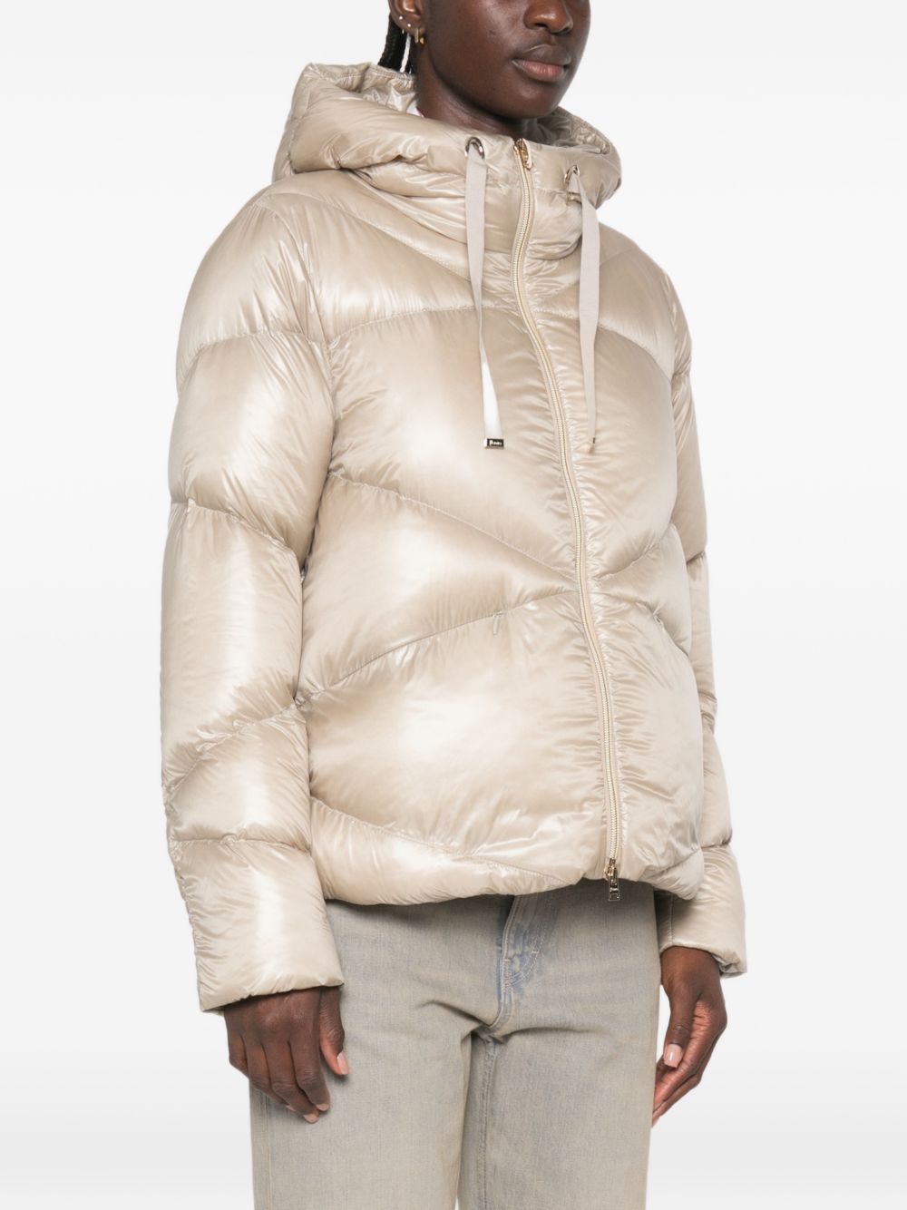 Herno Short Down Jacket In Beige