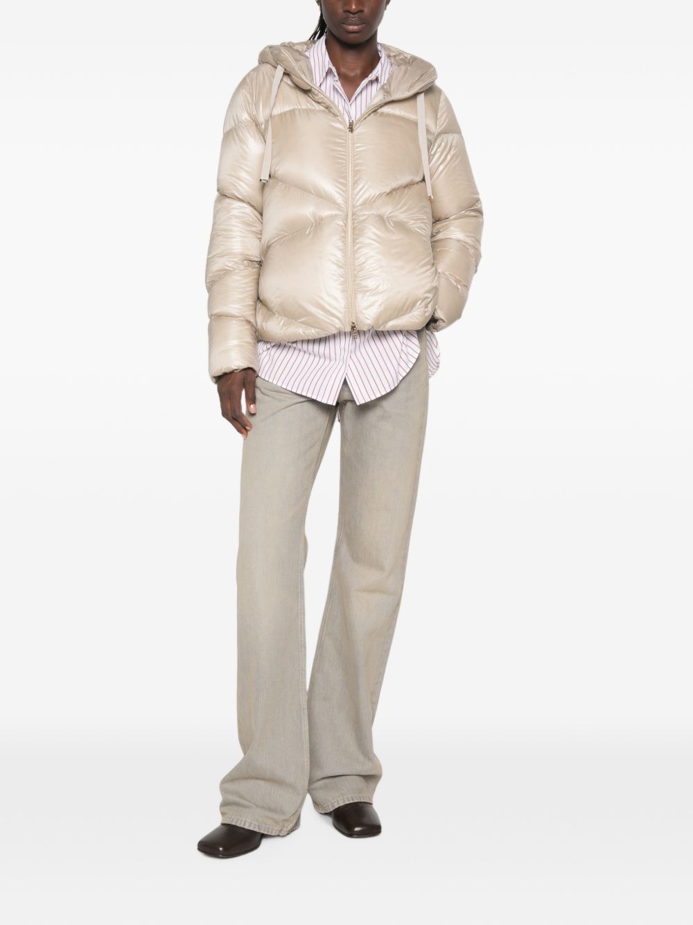 Herno Short Down Jacket In Beige
