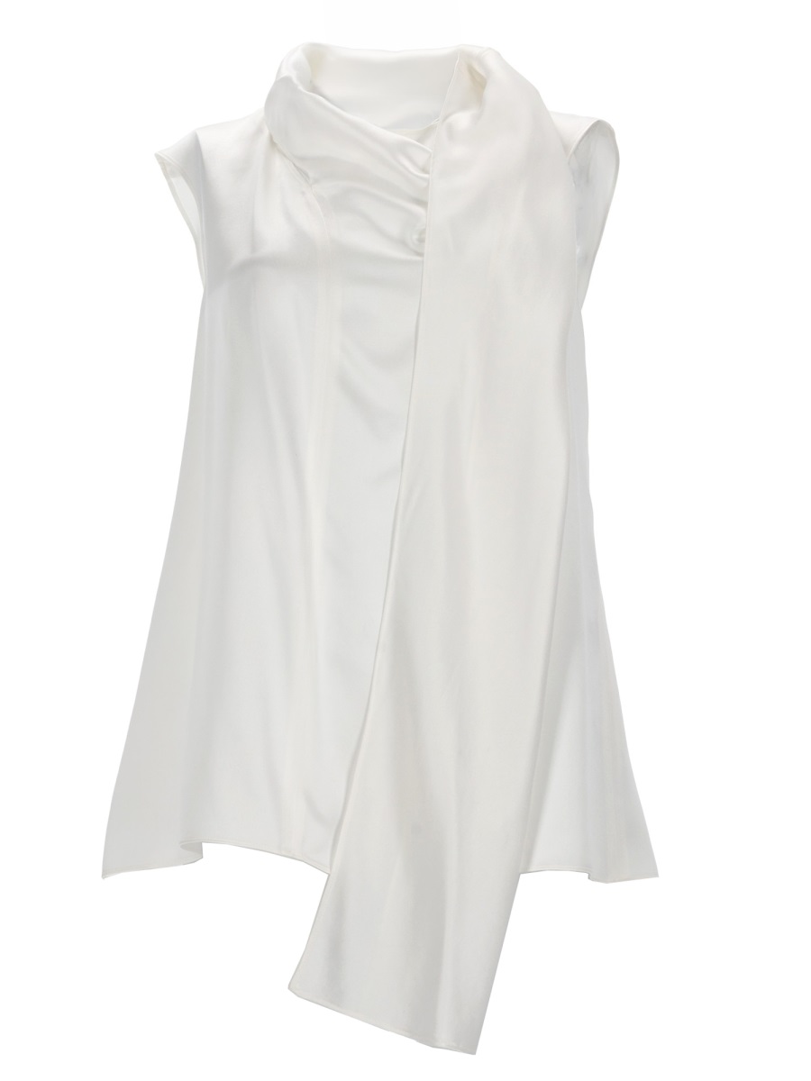 S Max Mara Silk Satin Blouse In White