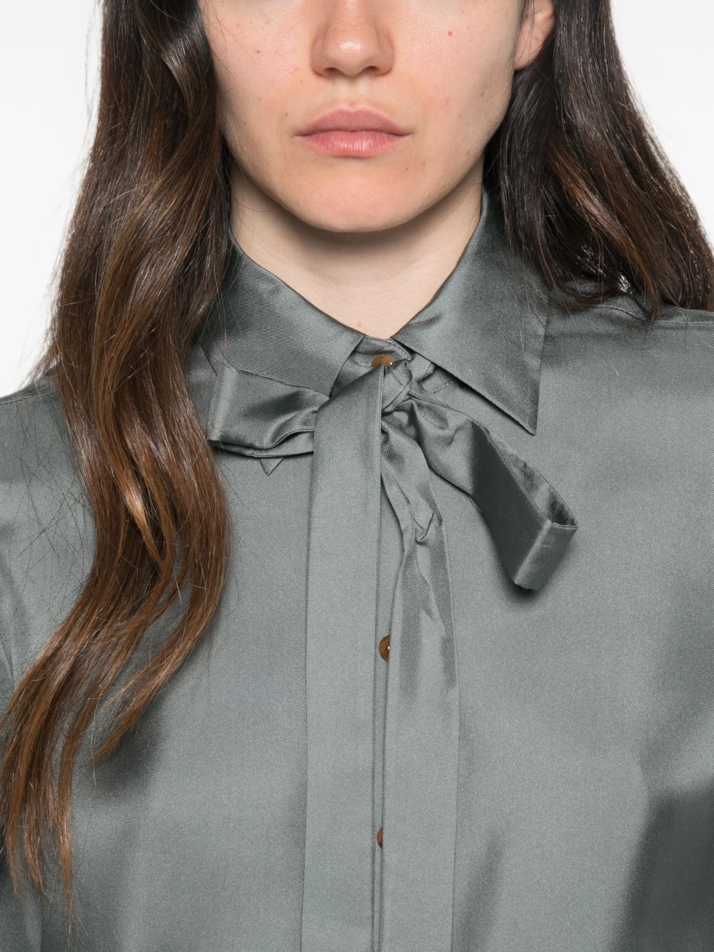Zimmermann Silk Shirt Long Sleeves Pussy Bow Tassels In Gray