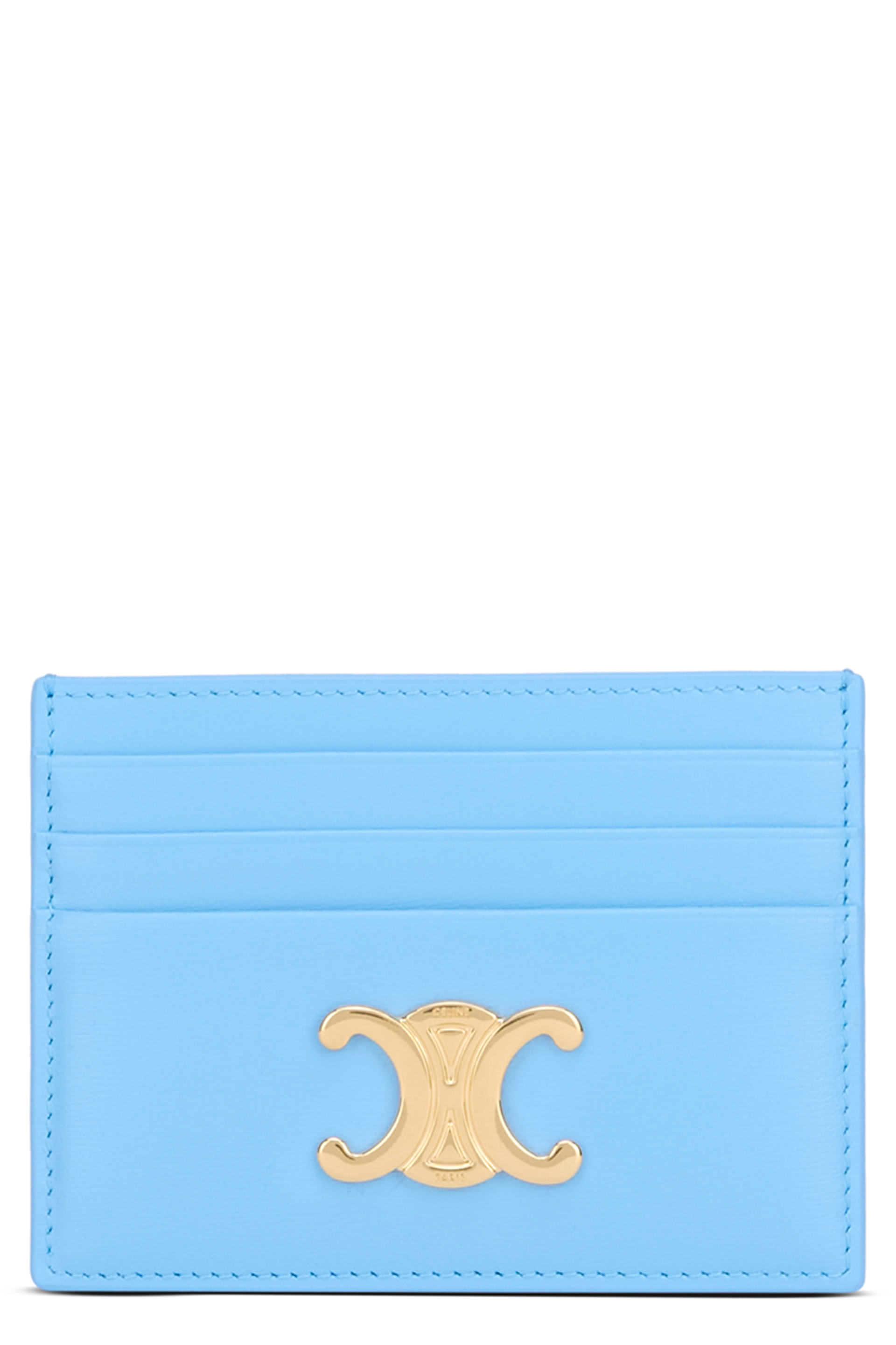 Sky Blue Triomphe Calfskin Card Holder