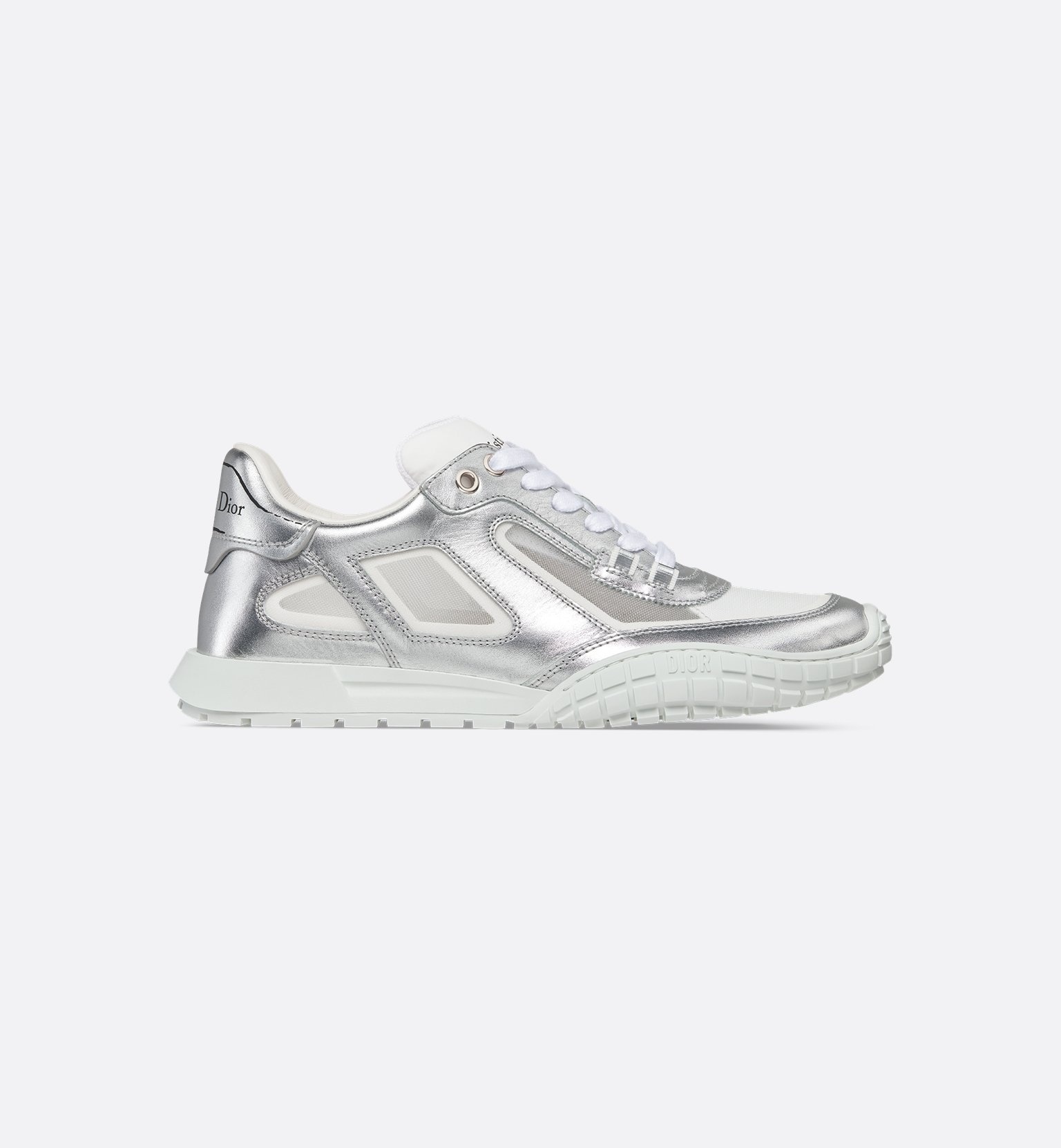 Dior Metallic Leather Sneaker In Silver