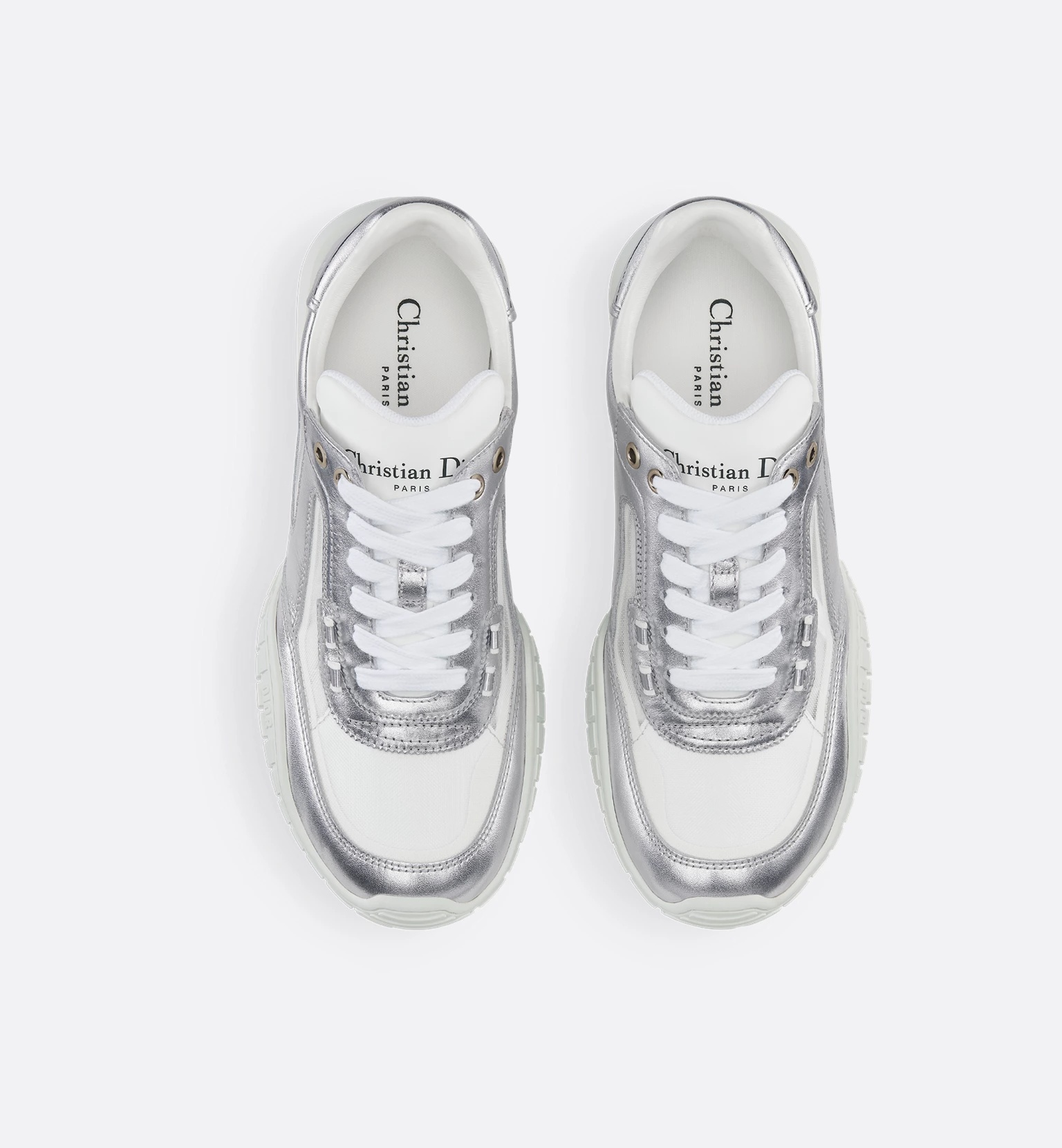 Dior Metallic Leather Sneaker In Silver