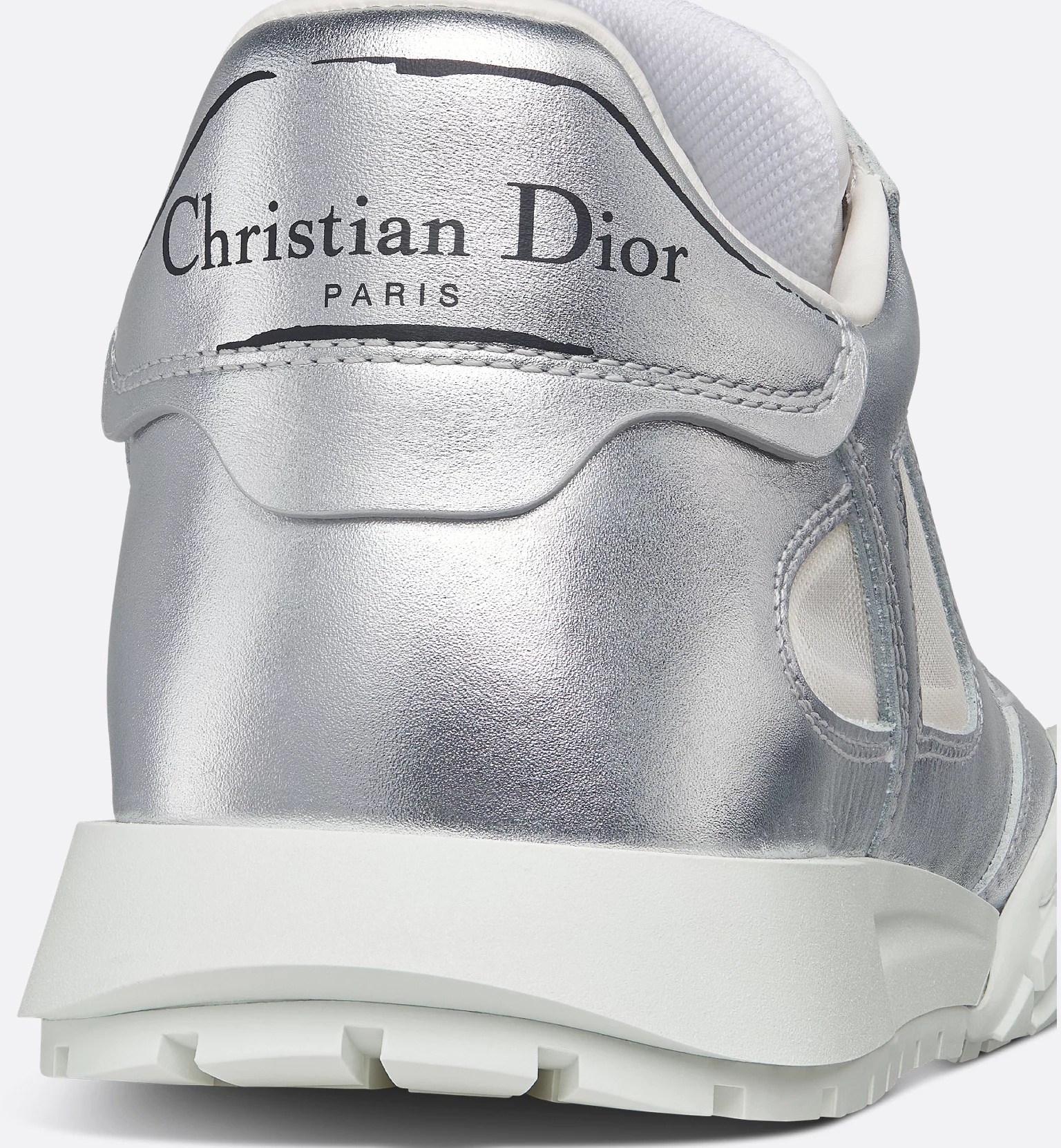 Dior Metallic Leather Sneaker In Silver